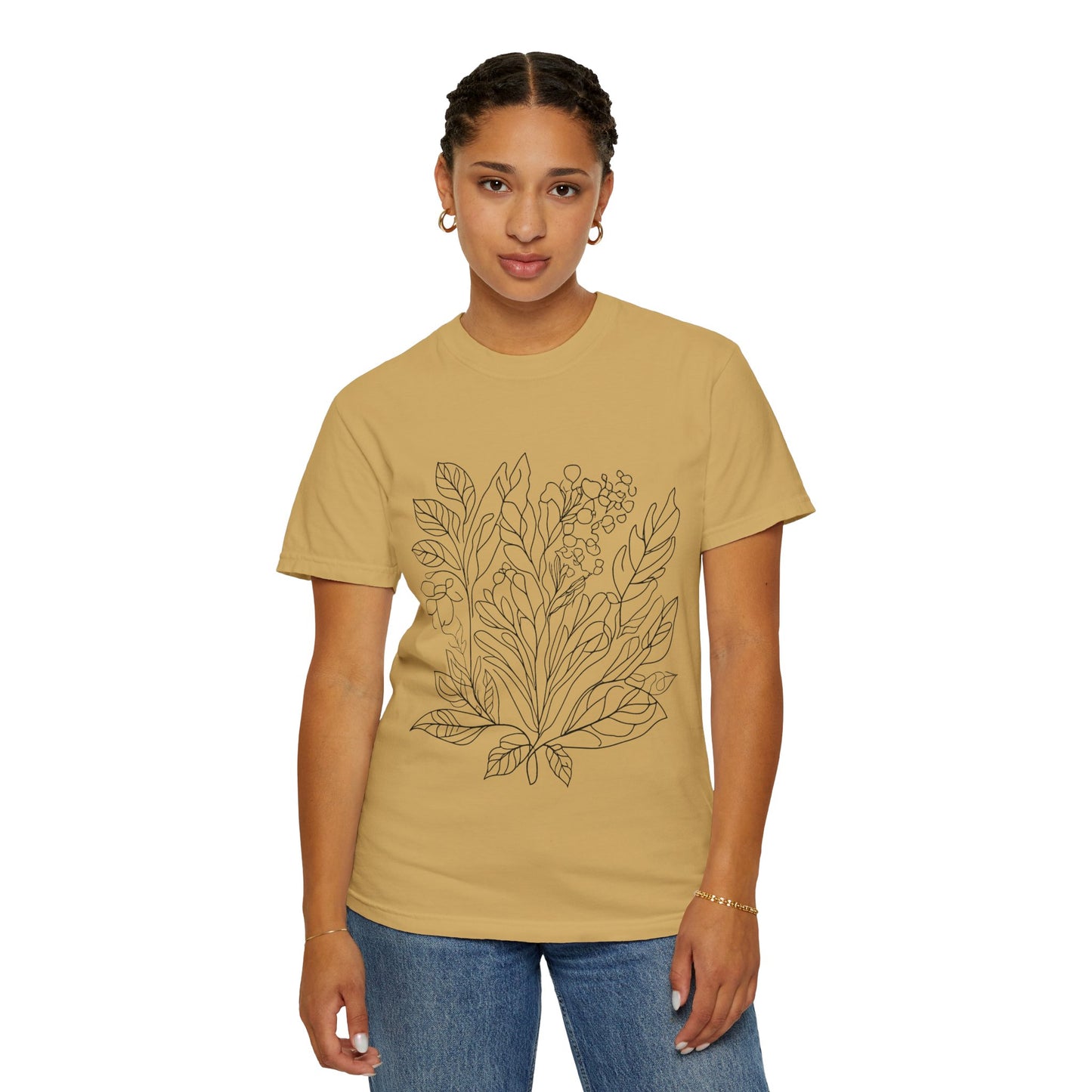 Botanical Line Art Unisex T-Shirt - Eco-Friendly Floral Design