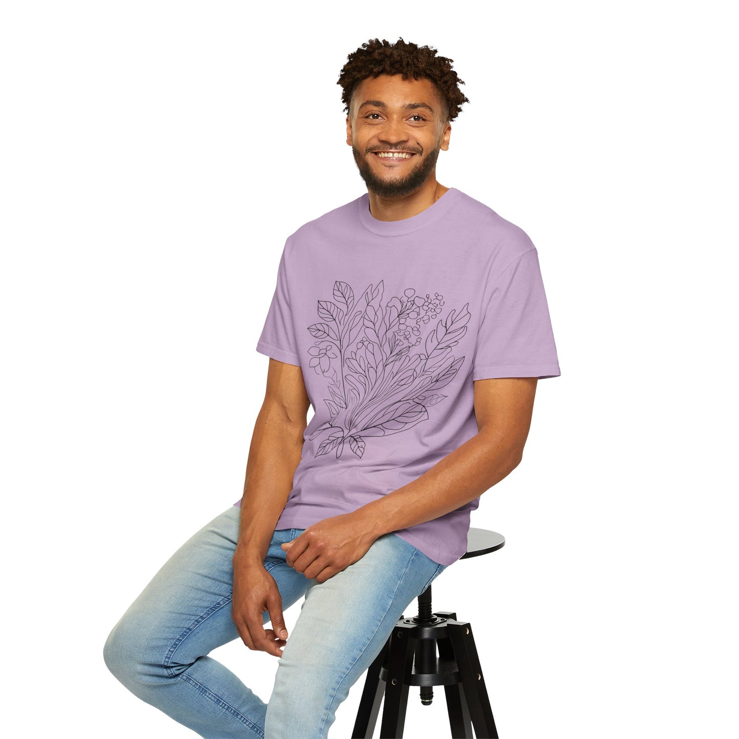 Botanical Line Art Unisex T-Shirt - Eco-Friendly Floral Design