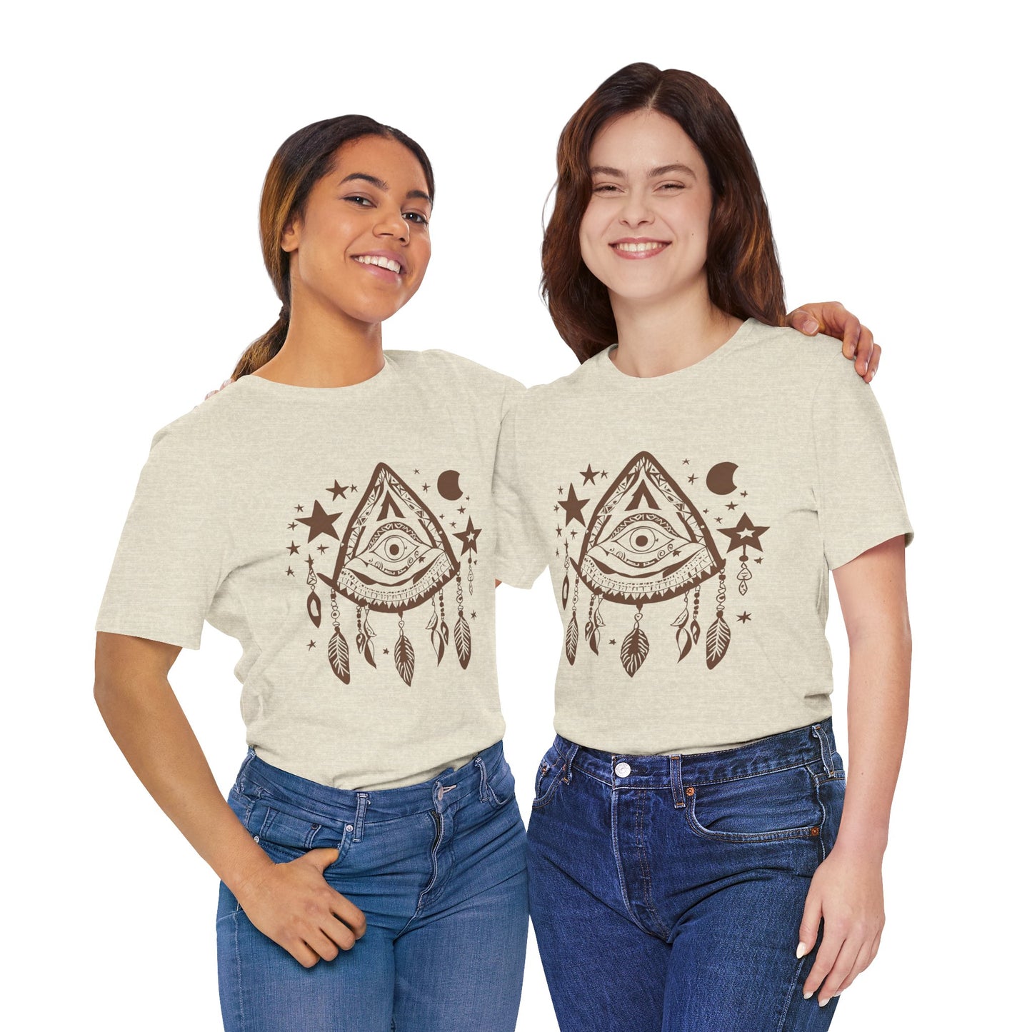 Mystical Boho Graphic Tee - Unisex Jersey Short Sleeve with Eye Design