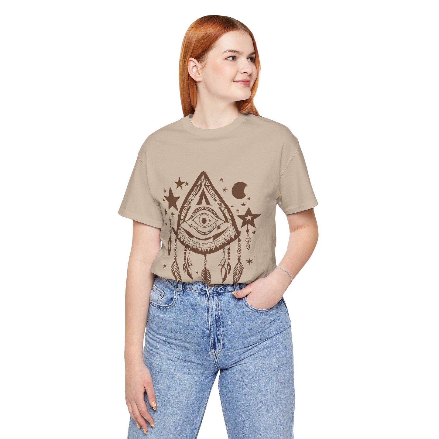 Mystical Boho Graphic Tee - Unisex Jersey Short Sleeve with Eye Design