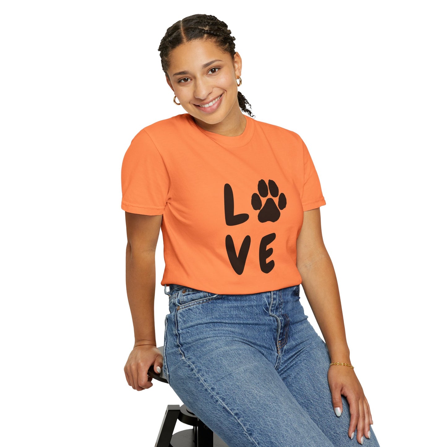 Love and Paw Unisex Garment-Dyed T-Shirt - Perfect for Dog Lovers