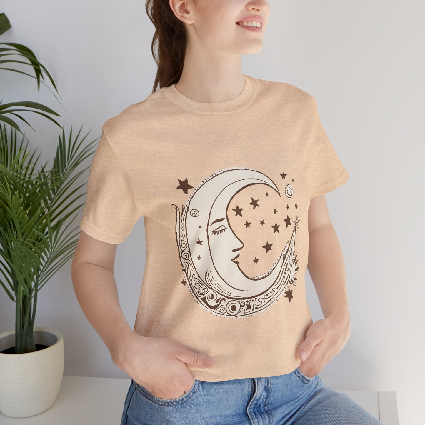 Celestial Moon and Stars Unisex Short Sleeve Tee