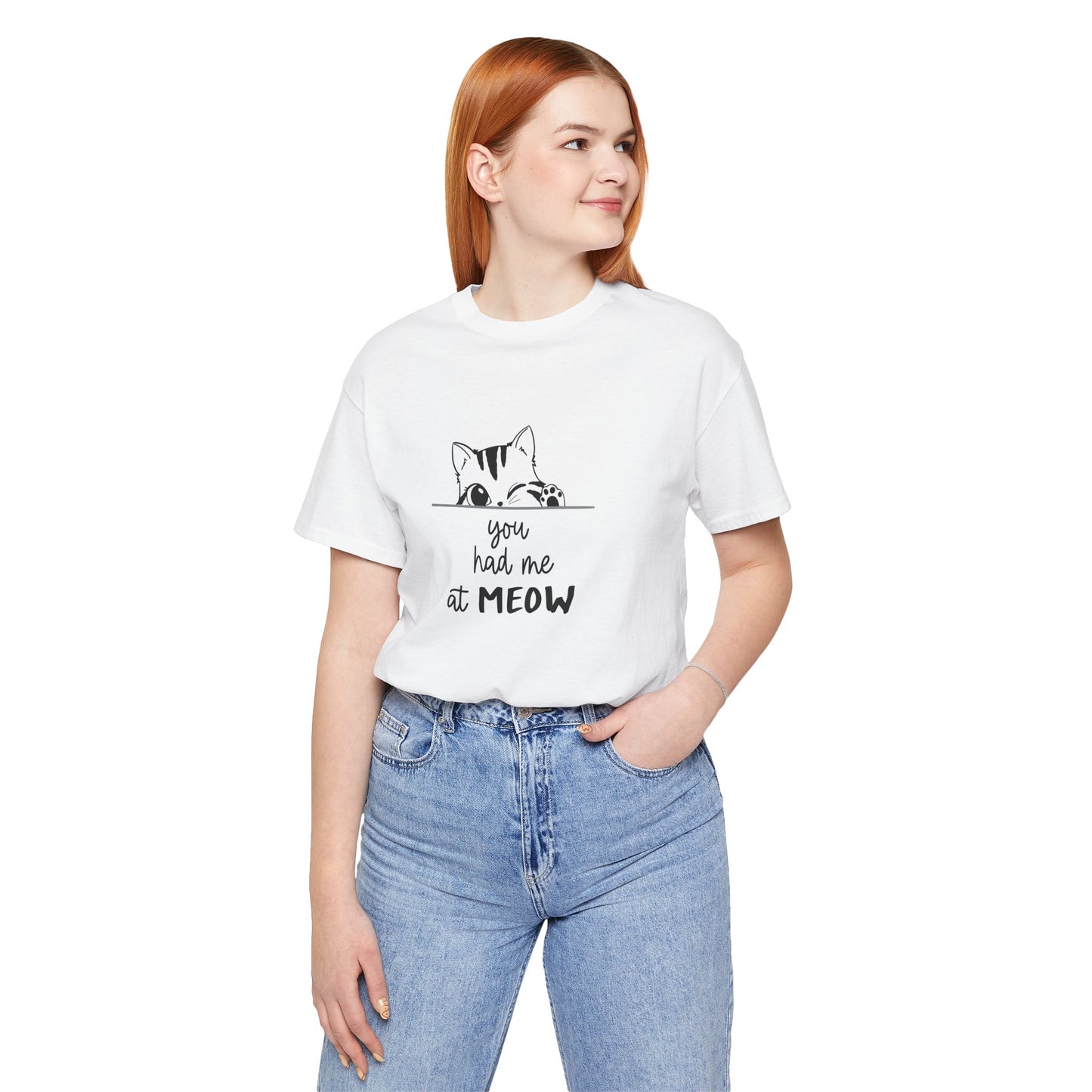 Cute Cat Lover Tee - 'You Had Me at MEOW' Unisex Short Sleeve T-Shirt