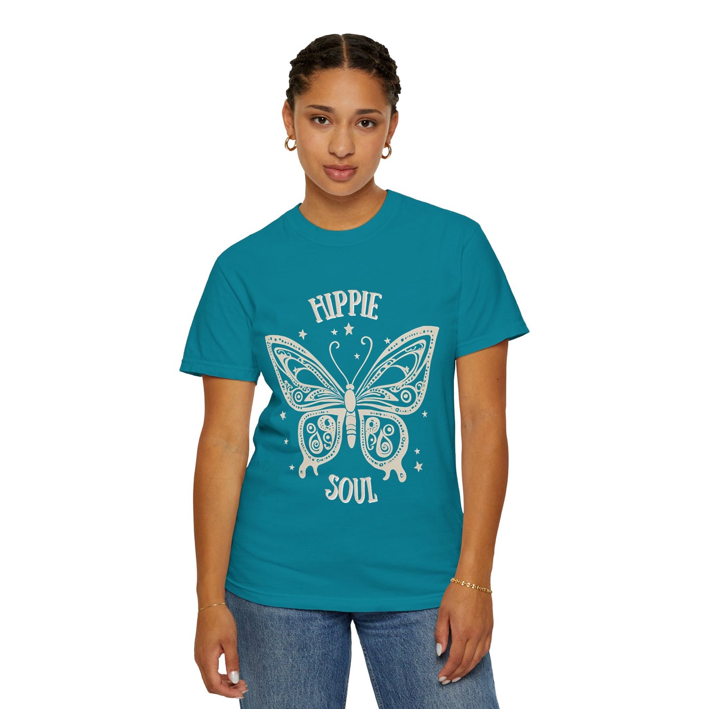 Hippie Soul Unisex Garment-Dyed T-Shirt - Bohemian Butterfly Design