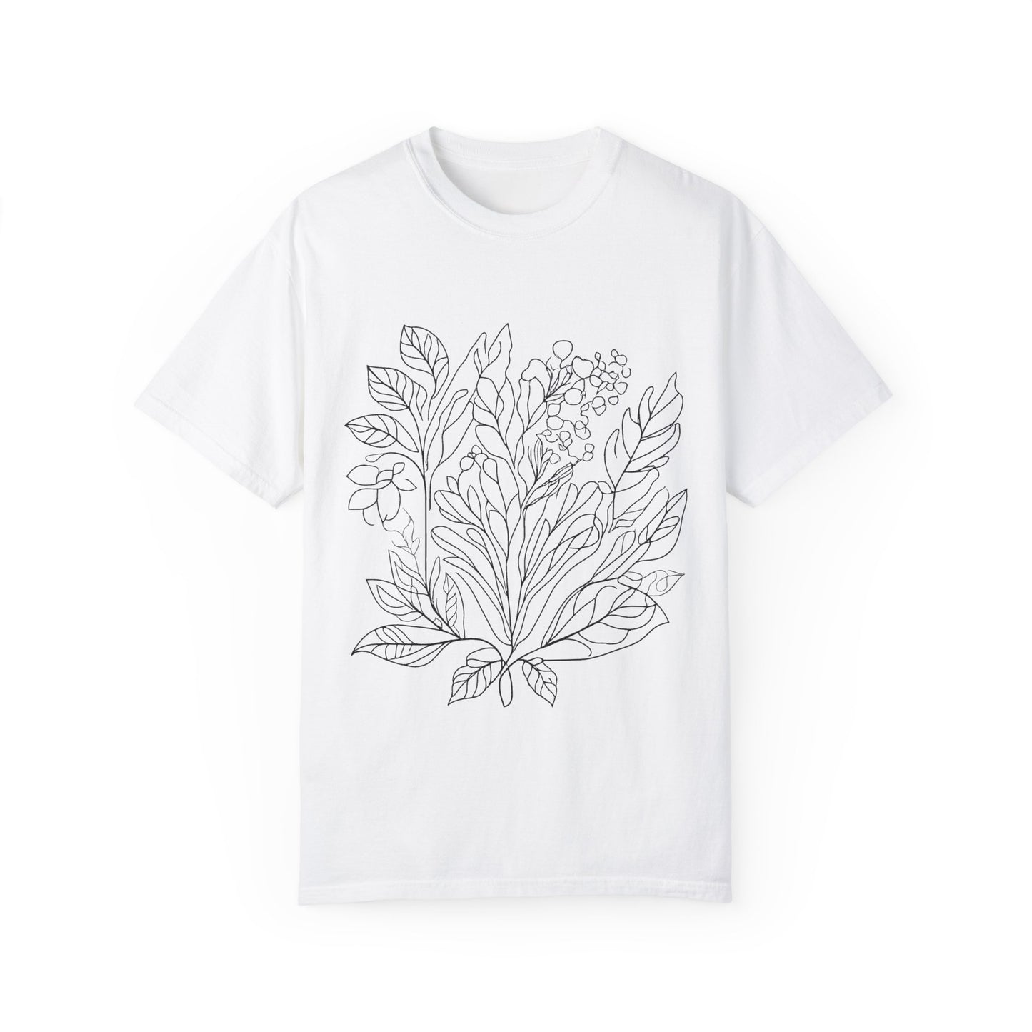 Botanical Line Art Unisex T-Shirt - Eco-Friendly Floral Design