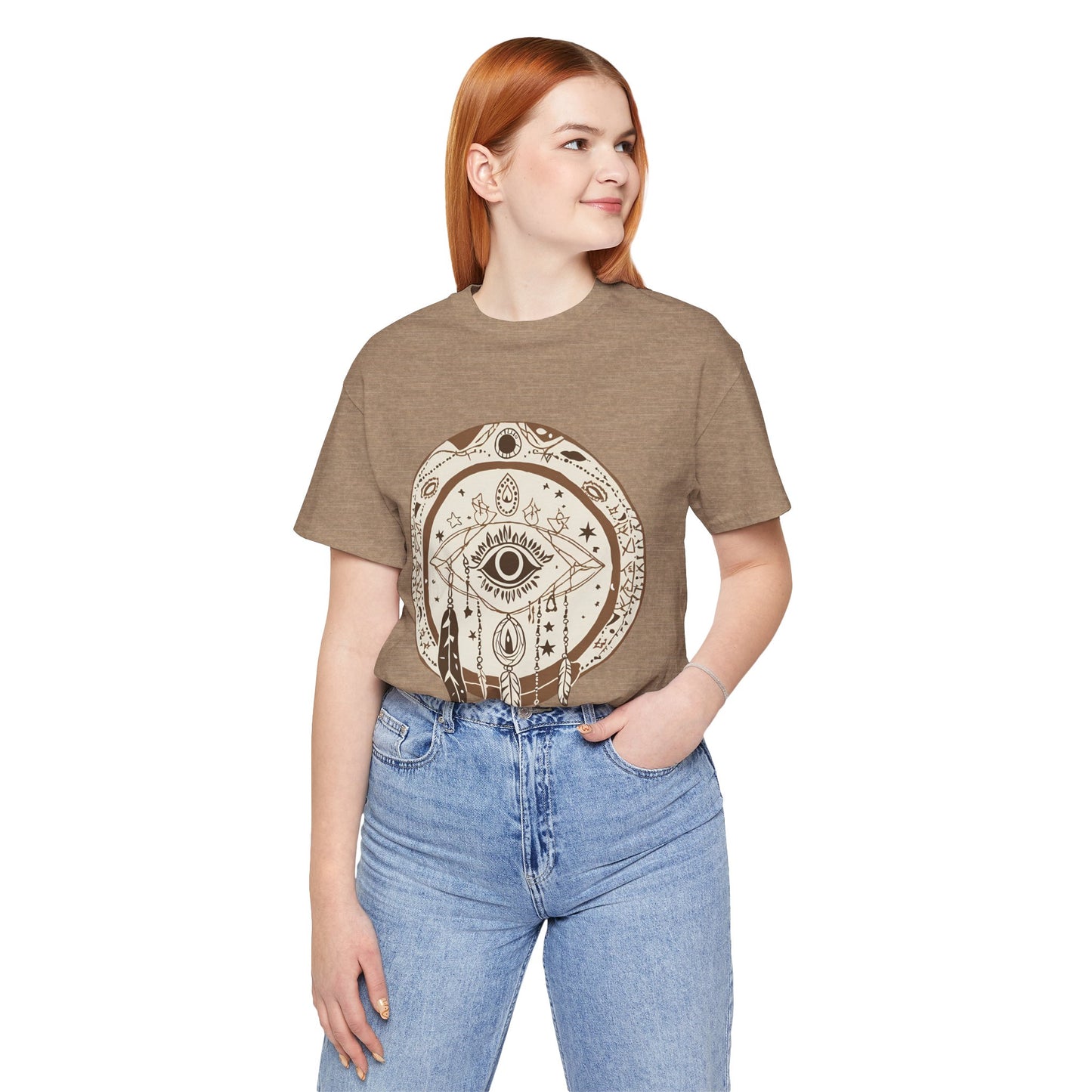 Bohemian Dreamcatcher Unisex Tee - Relaxed Graphic Short Sleeve Shirt for Festival Lovers