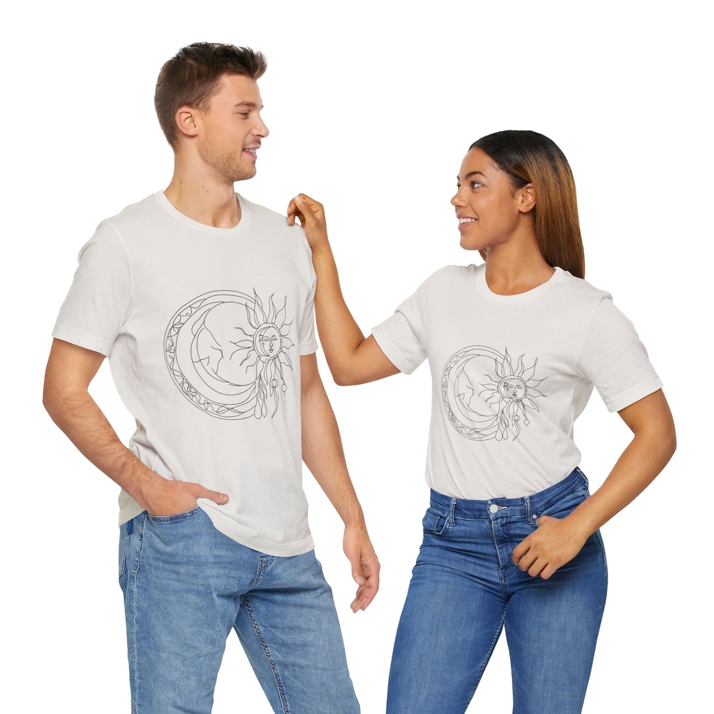 Sun and Moon Graphic Tee - Boho Unisex Jersey Short Sleeve Shirt