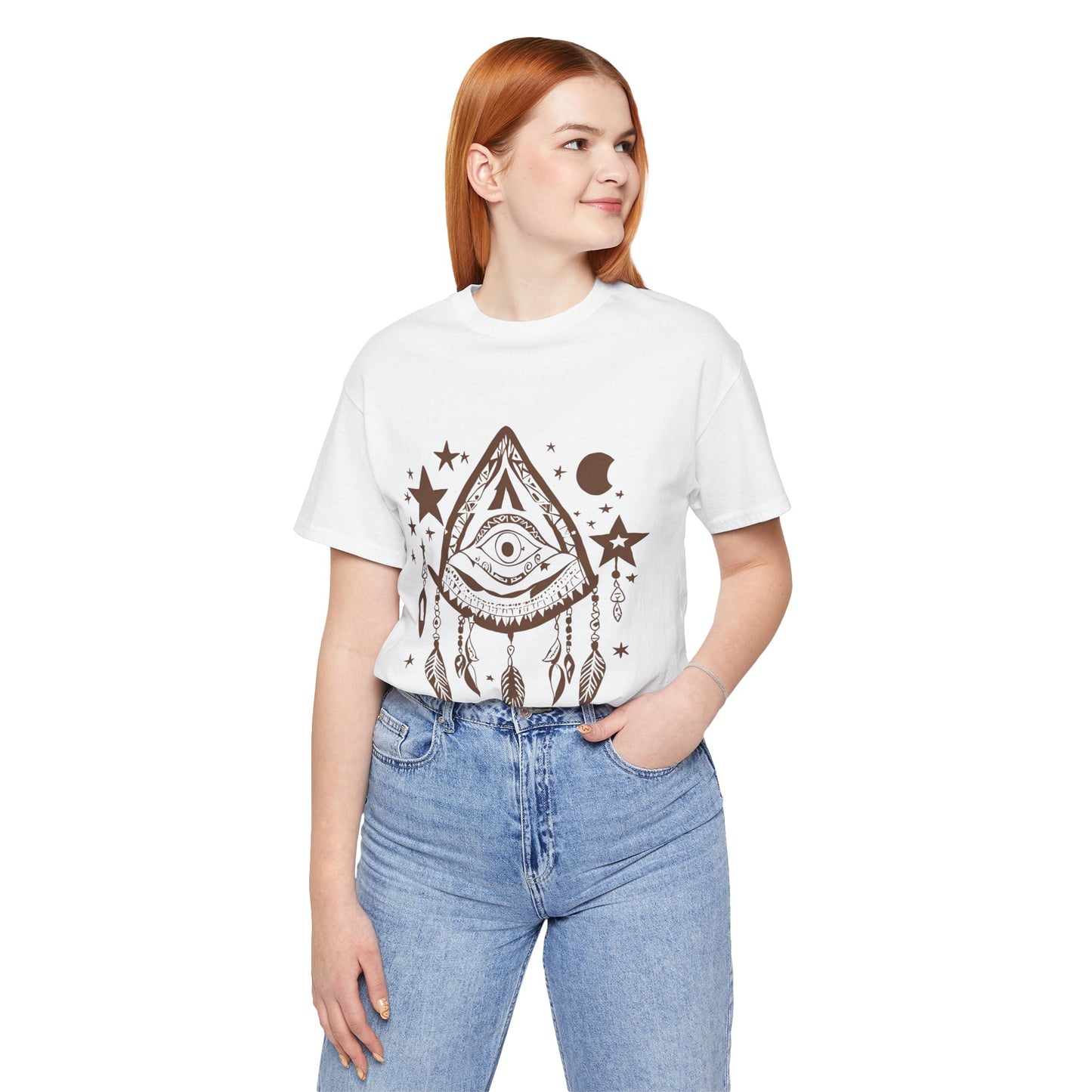 Mystical Boho Graphic Tee - Unisex Jersey Short Sleeve with Eye Design