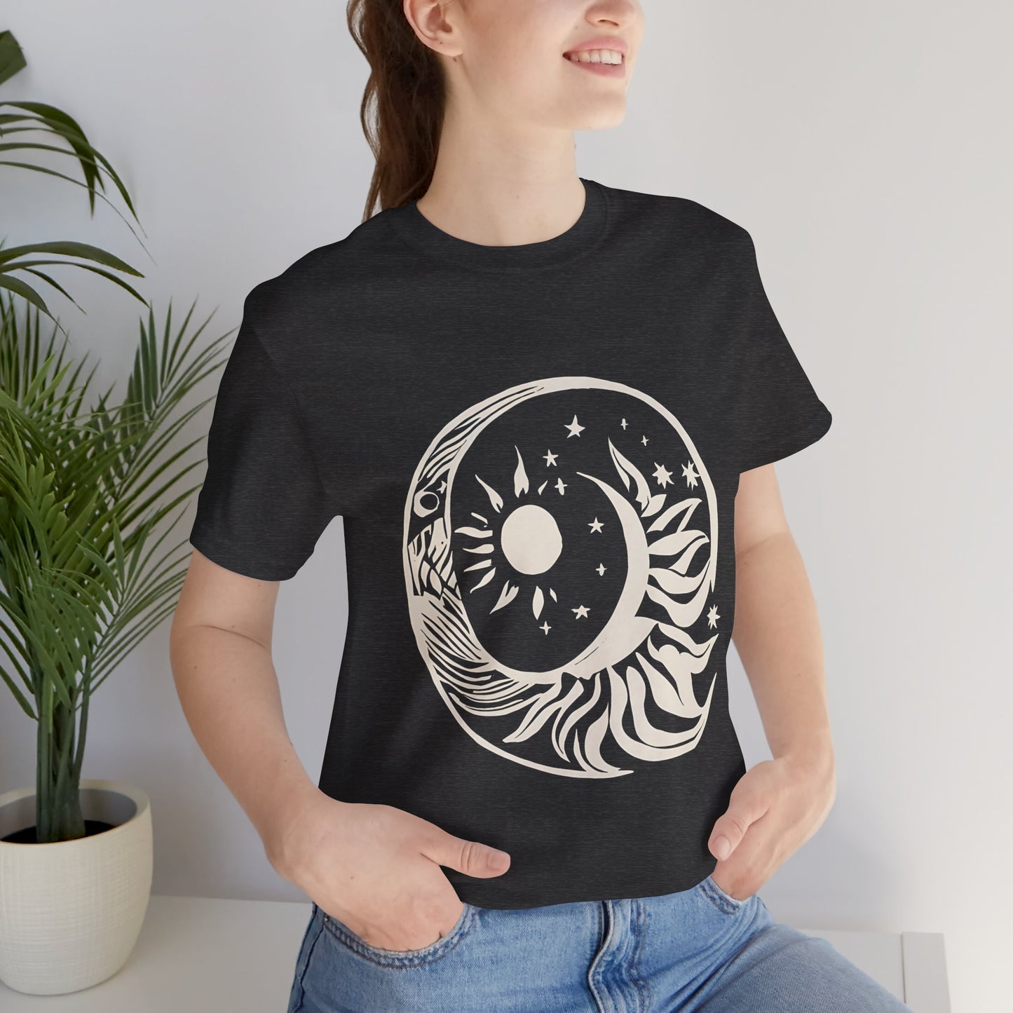 Bohemian Sun and Moon Graphic Tee - Unisex Jersey Short Sleeve