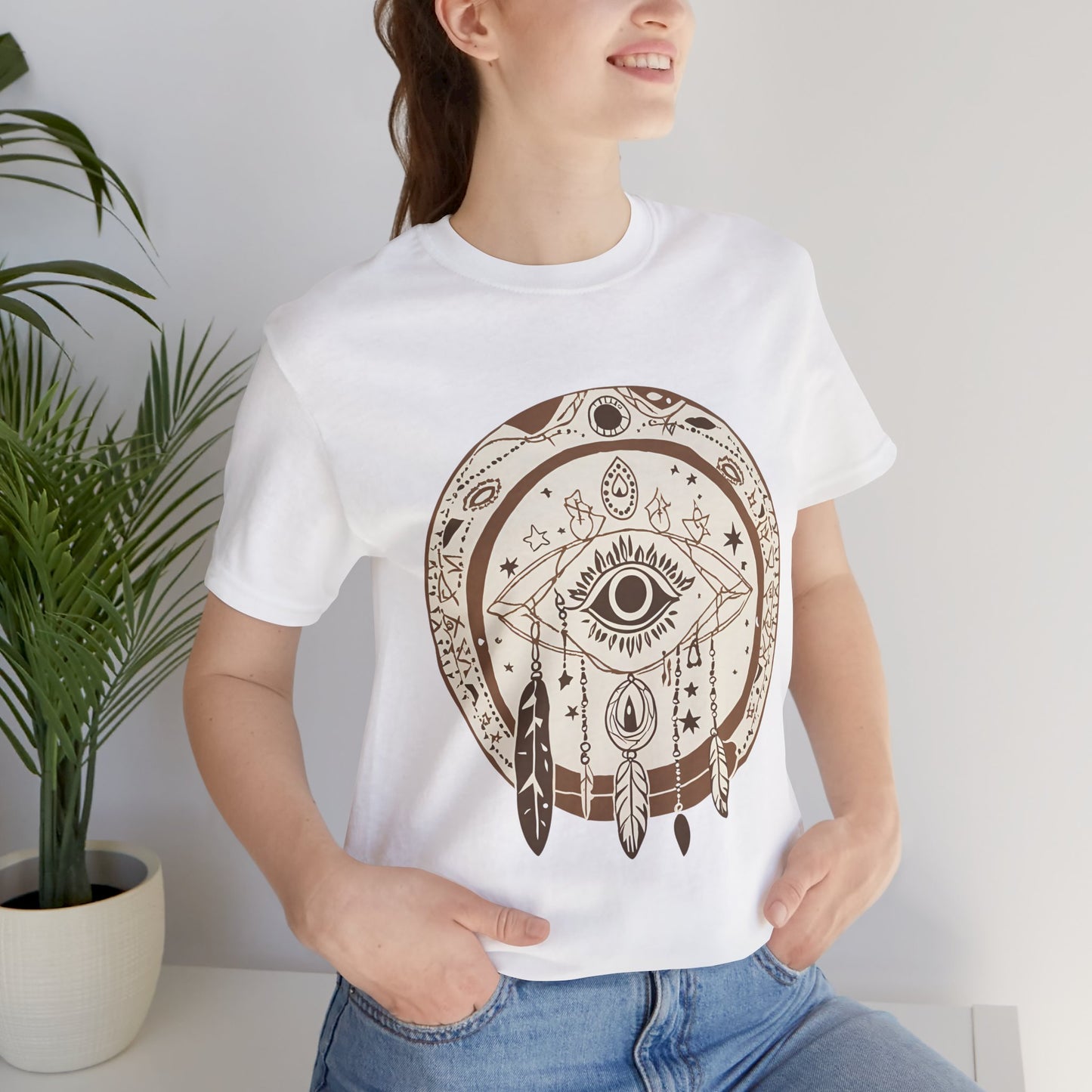 Bohemian Dreamcatcher Unisex Tee - Relaxed Graphic Short Sleeve Shirt for Festival Lovers