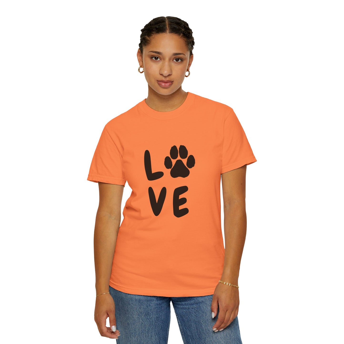 Love and Paw Unisex Garment-Dyed T-Shirt - Perfect for Dog Lovers