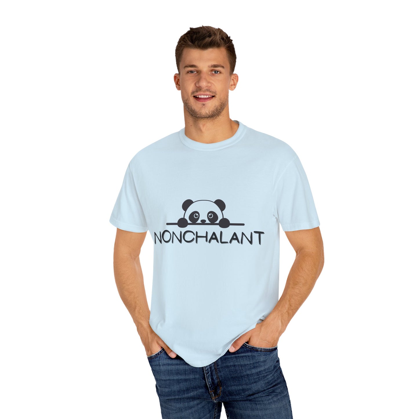 Nonchalant Panda Unisex Garment-Dyed T-Shirt - Casual Fun Wear