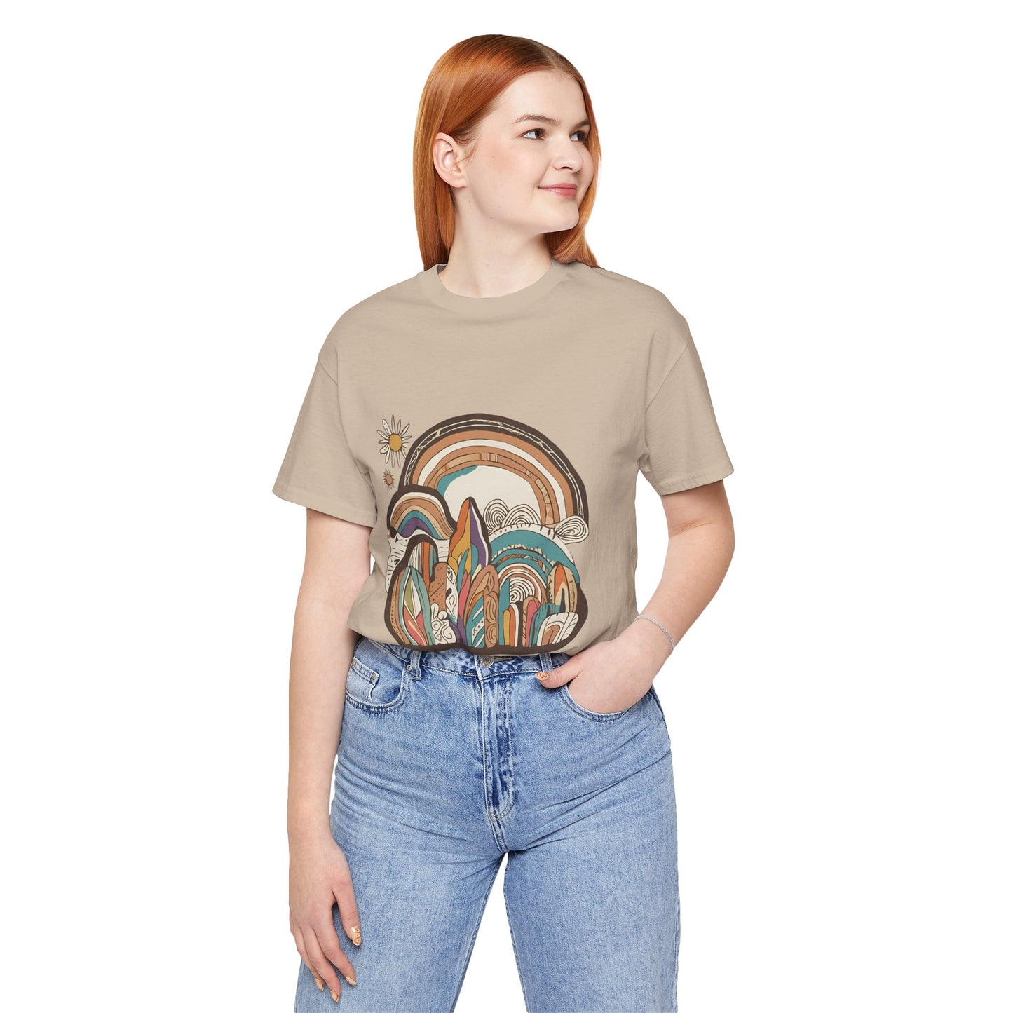 Retro Rainbow Short Sleeve Tee | Boho Aesthetic Unisex T-Shirt