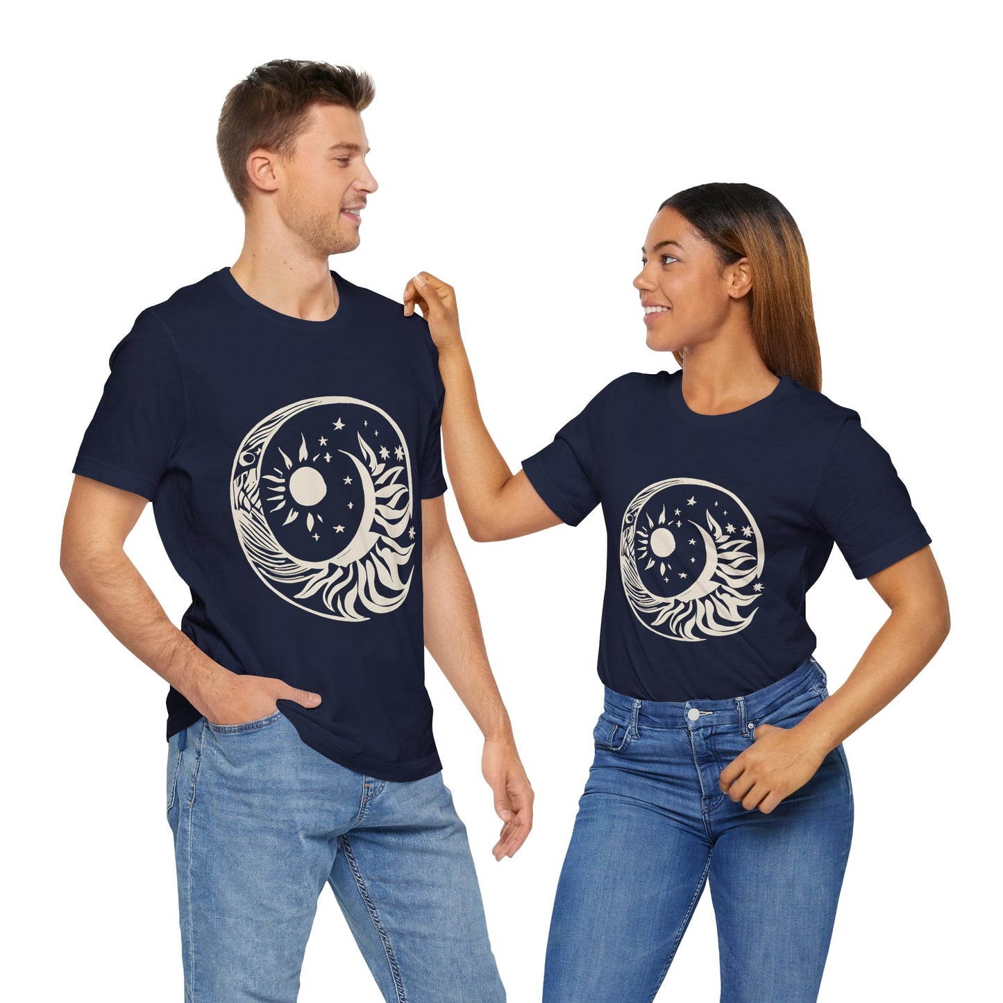 Bohemian Sun and Moon Graphic Tee - Unisex Jersey Short Sleeve