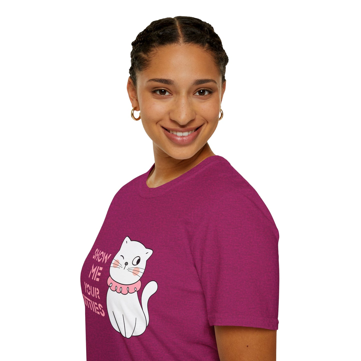 Show Me Your Kitties Unisex Softstyle T-Shirt - Cute Cat Graphic Tee for Cat Lovers