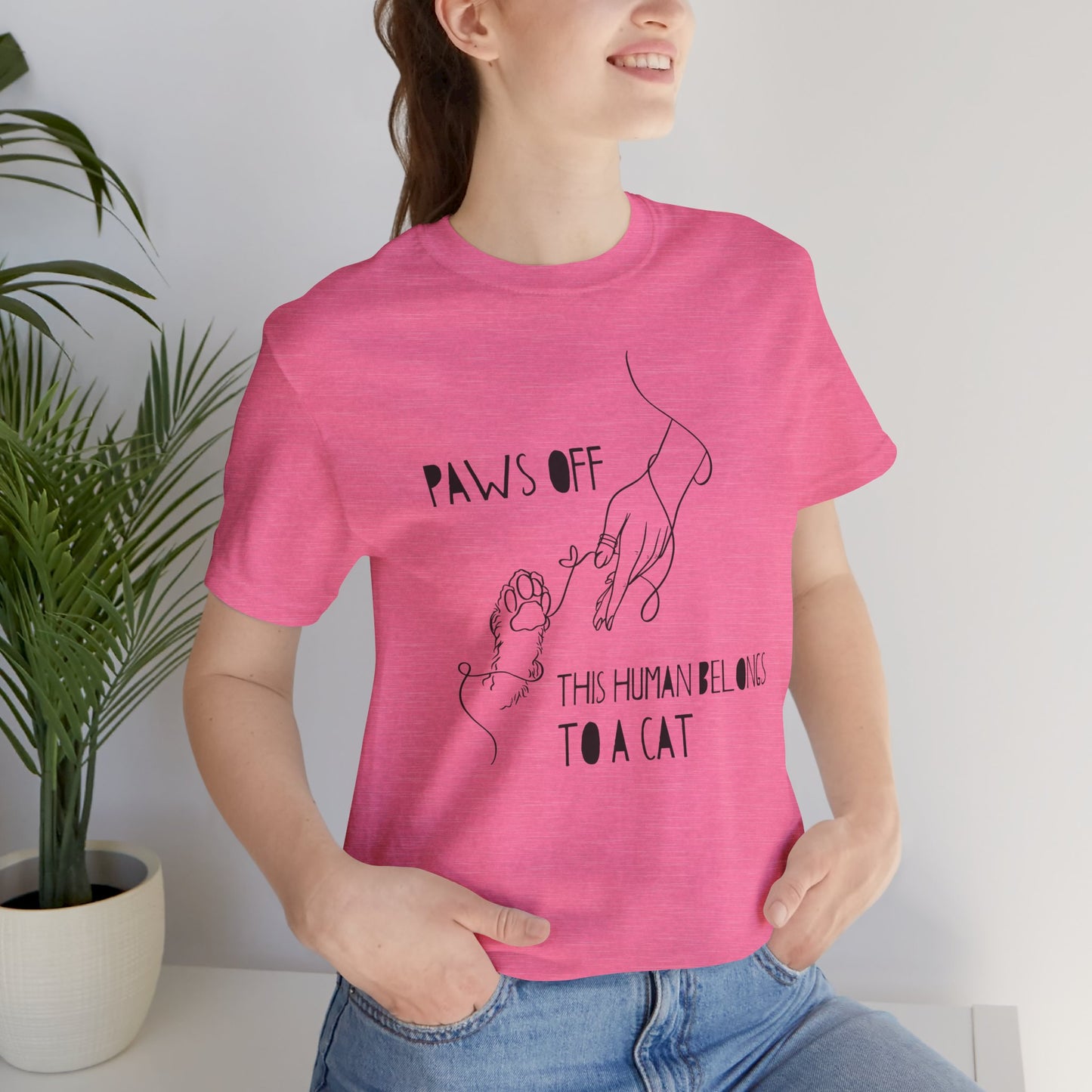 Cat Lover Unisex Jersey Tee - 'Paws Off This Human Belongs to a Cat'