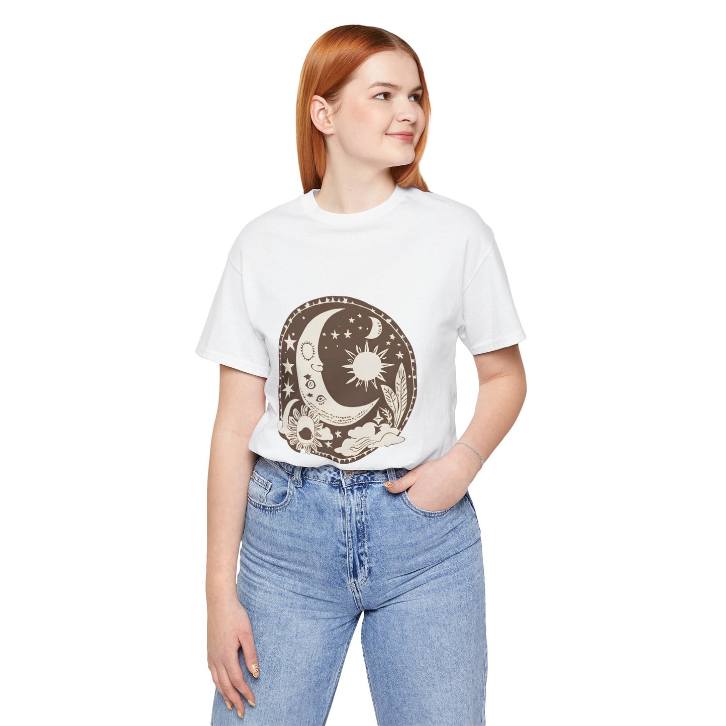 Celestial Dreams Unisex Jersey Tee - Moon & Sun Design