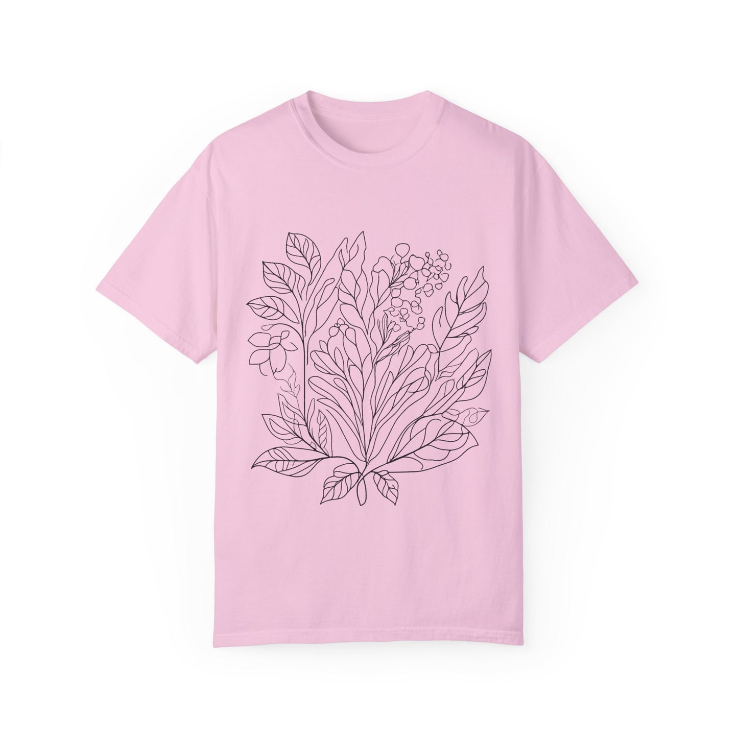 Botanical Line Art Unisex T-Shirt - Eco-Friendly Floral Design