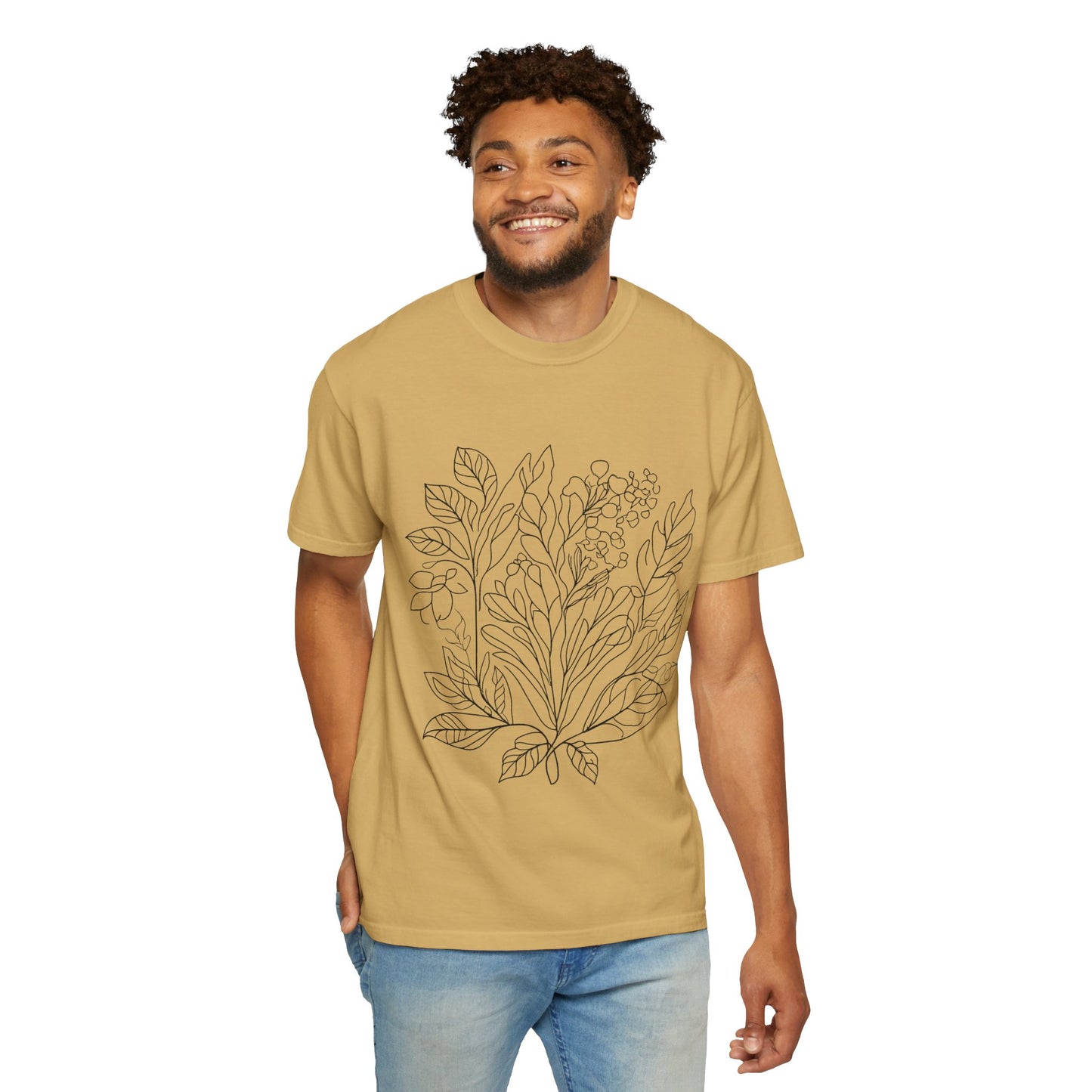 Botanical Line Art Unisex T-Shirt - Eco-Friendly Floral Design