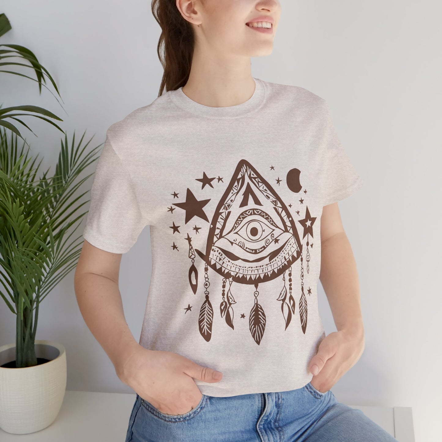 Mystical Boho Graphic Tee - Unisex Jersey Short Sleeve with Eye Design