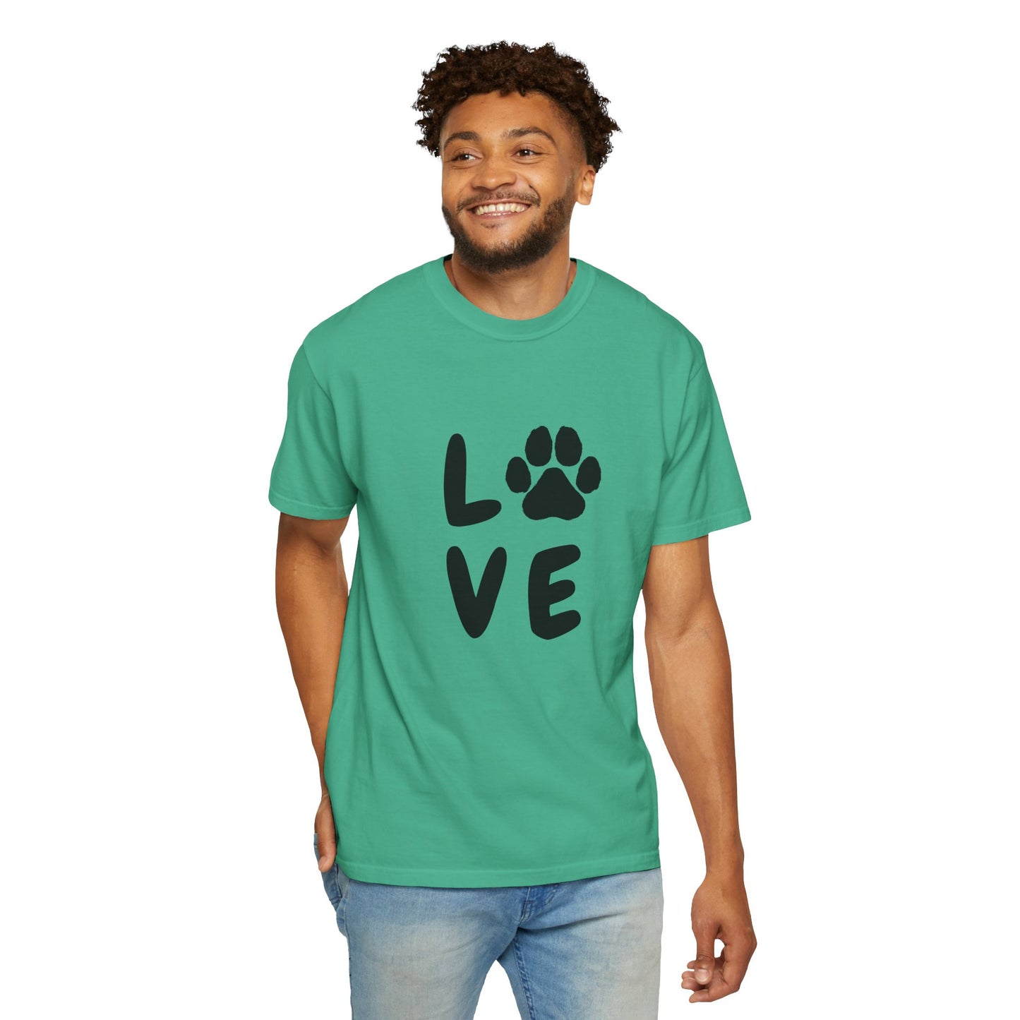 Love and Paw Unisex Garment-Dyed T-Shirt - Perfect for Dog Lovers