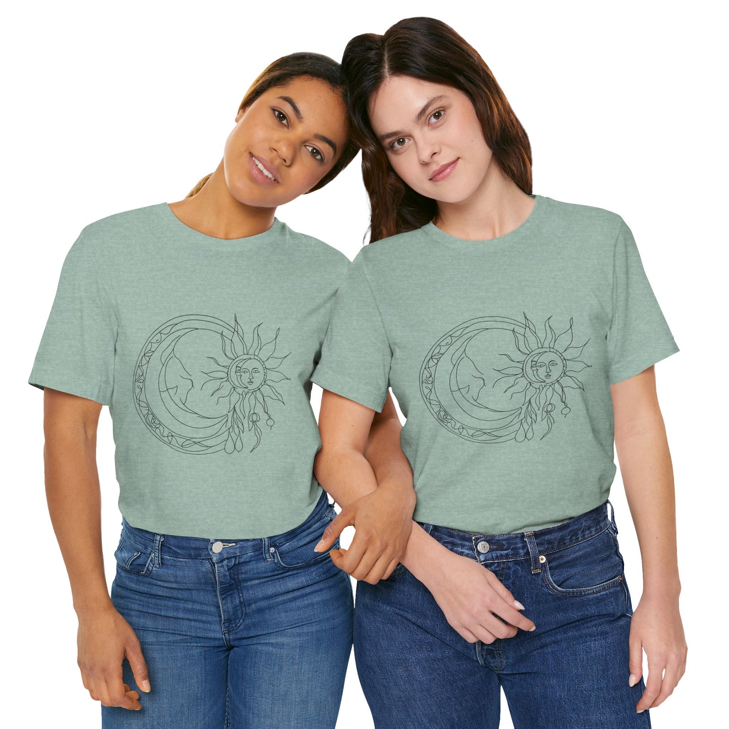 Sun and Moon Graphic Tee - Boho Unisex Jersey Short Sleeve Shirt