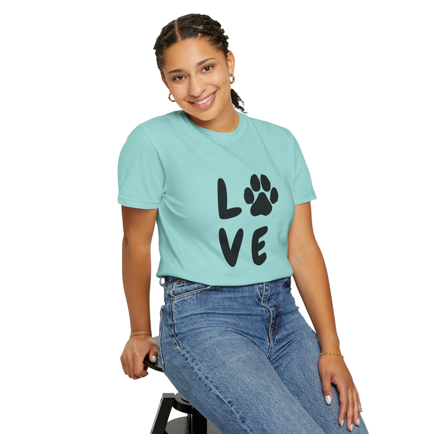 Love and Paw Unisex Garment-Dyed T-Shirt - Perfect for Dog Lovers