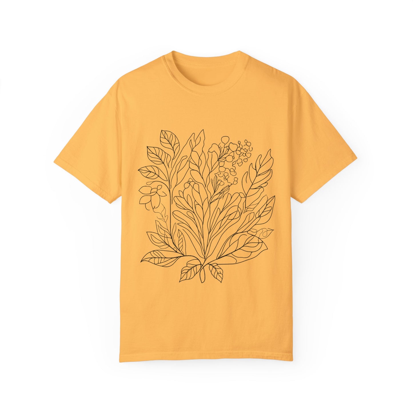 Botanical Line Art Unisex T-Shirt - Eco-Friendly Floral Design