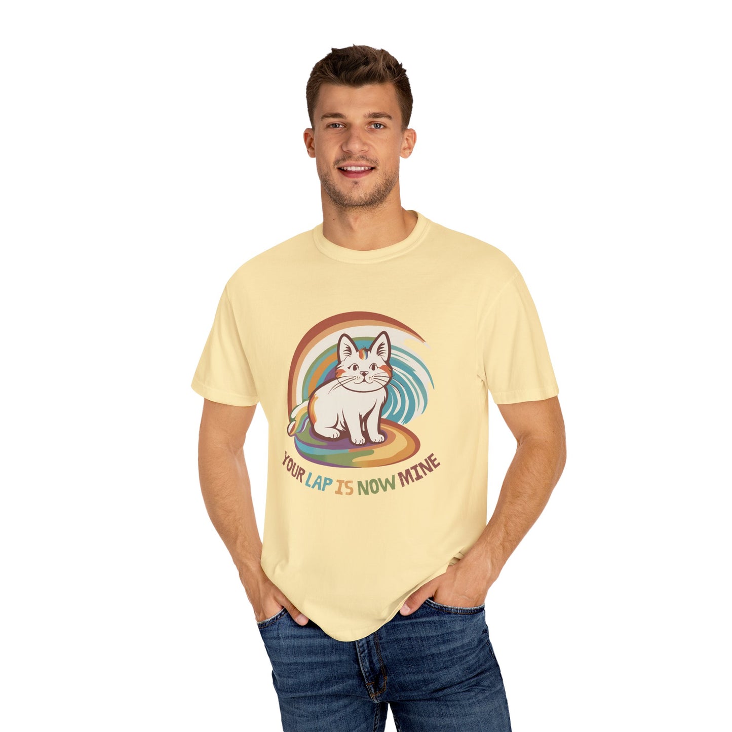 Cute Cat Lap Design Unisex T-Shirt – Perfect for Cat Lovers