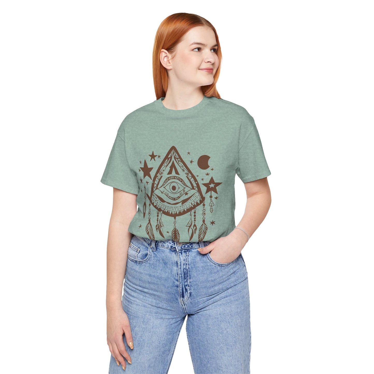 Mystical Boho Graphic Tee - Unisex Jersey Short Sleeve with Eye Design