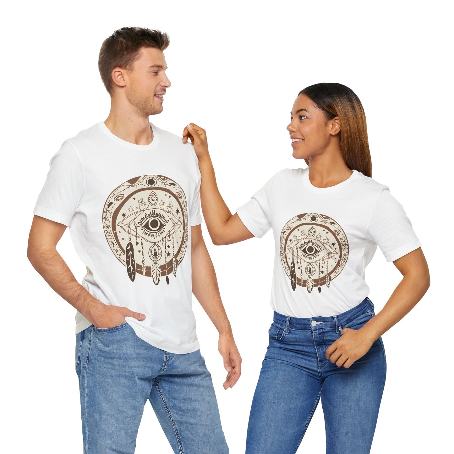 Bohemian Dreamcatcher Unisex Tee - Relaxed Graphic Short Sleeve Shirt for Festival Lovers