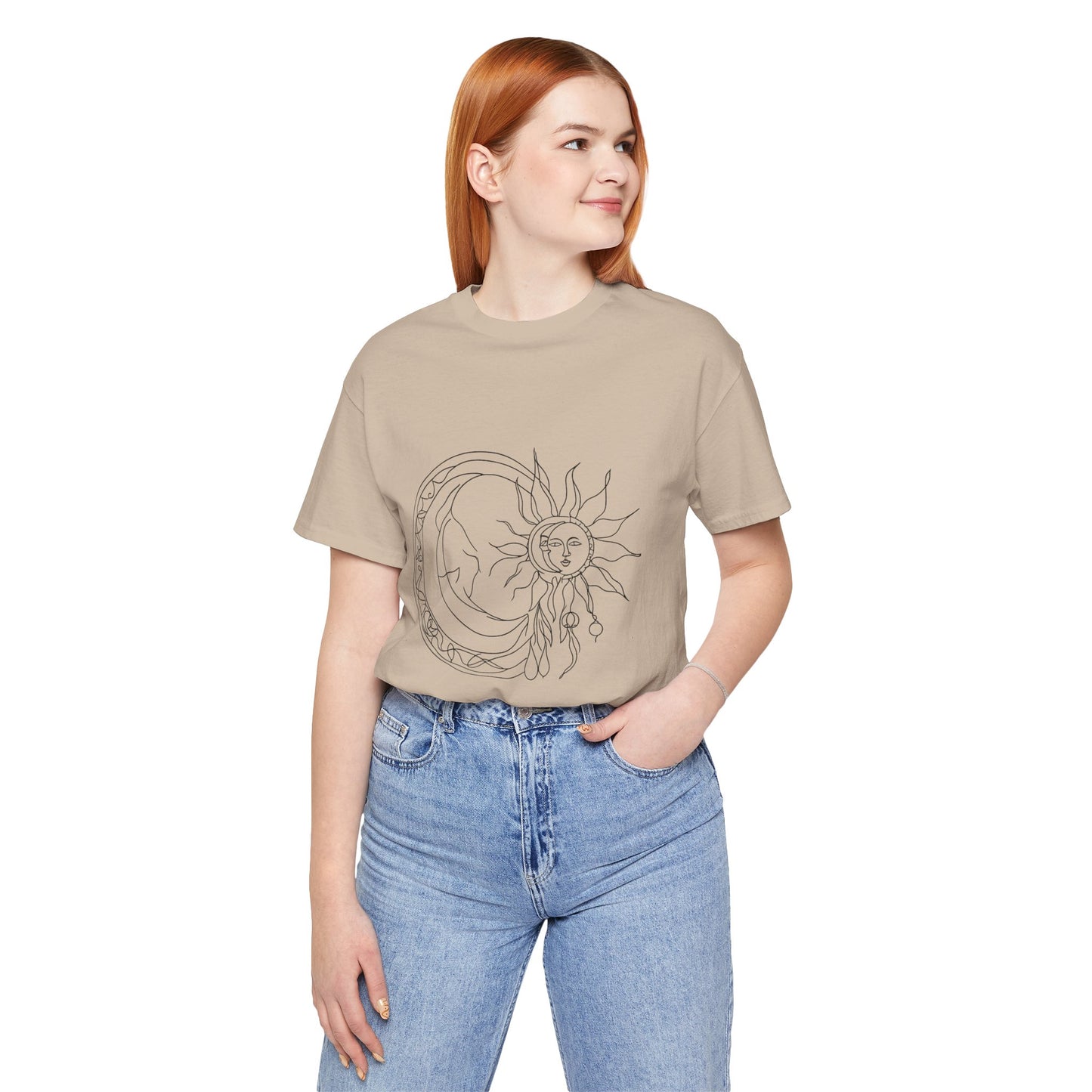 Sun and Moon Graphic Tee - Boho Unisex Jersey Short Sleeve Shirt