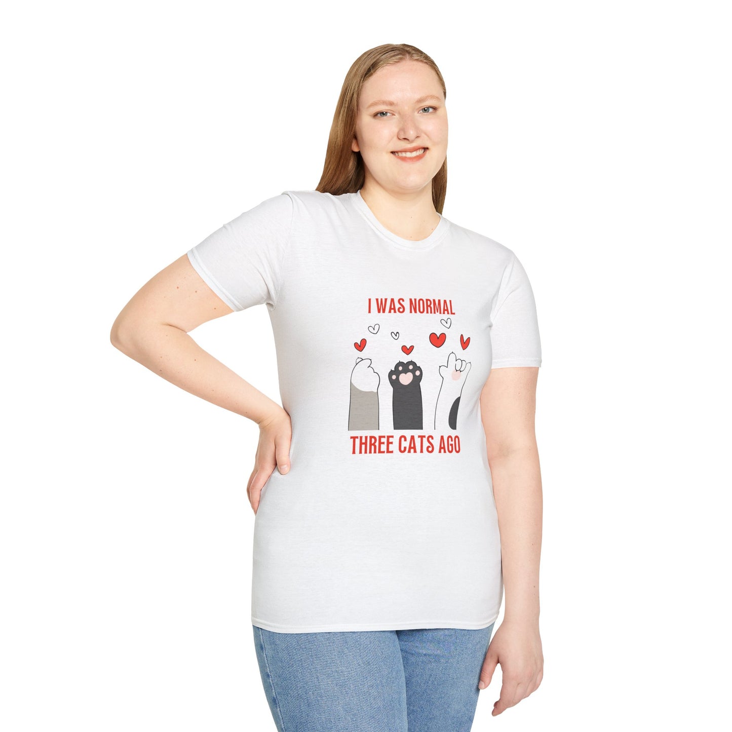 Funny Cat Lover T-Shirt - 'I Was Normal Three Cats Ago'