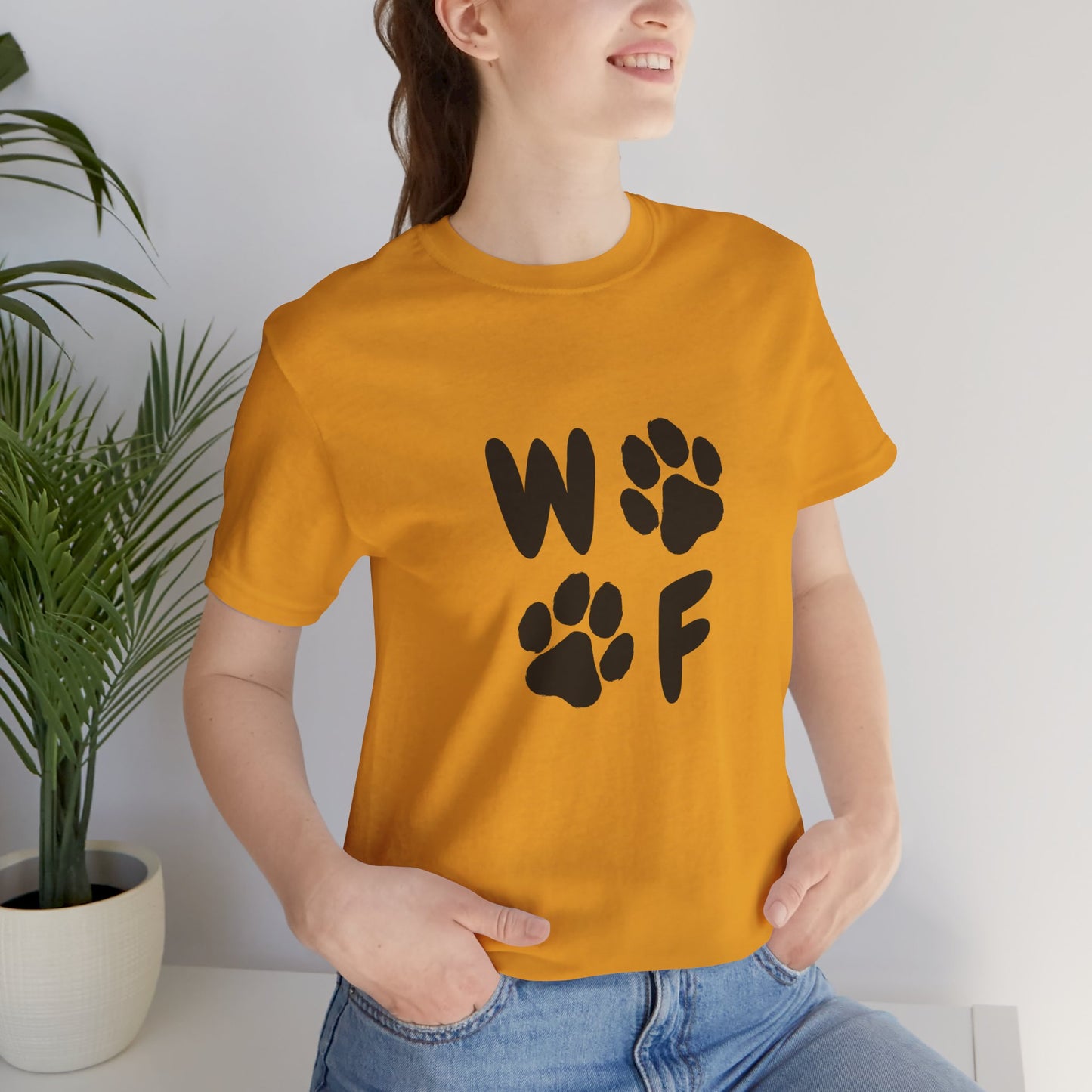 Unisex Dog Lovers Tee - 'WOOF' Graphic Short Sleeve Shirt