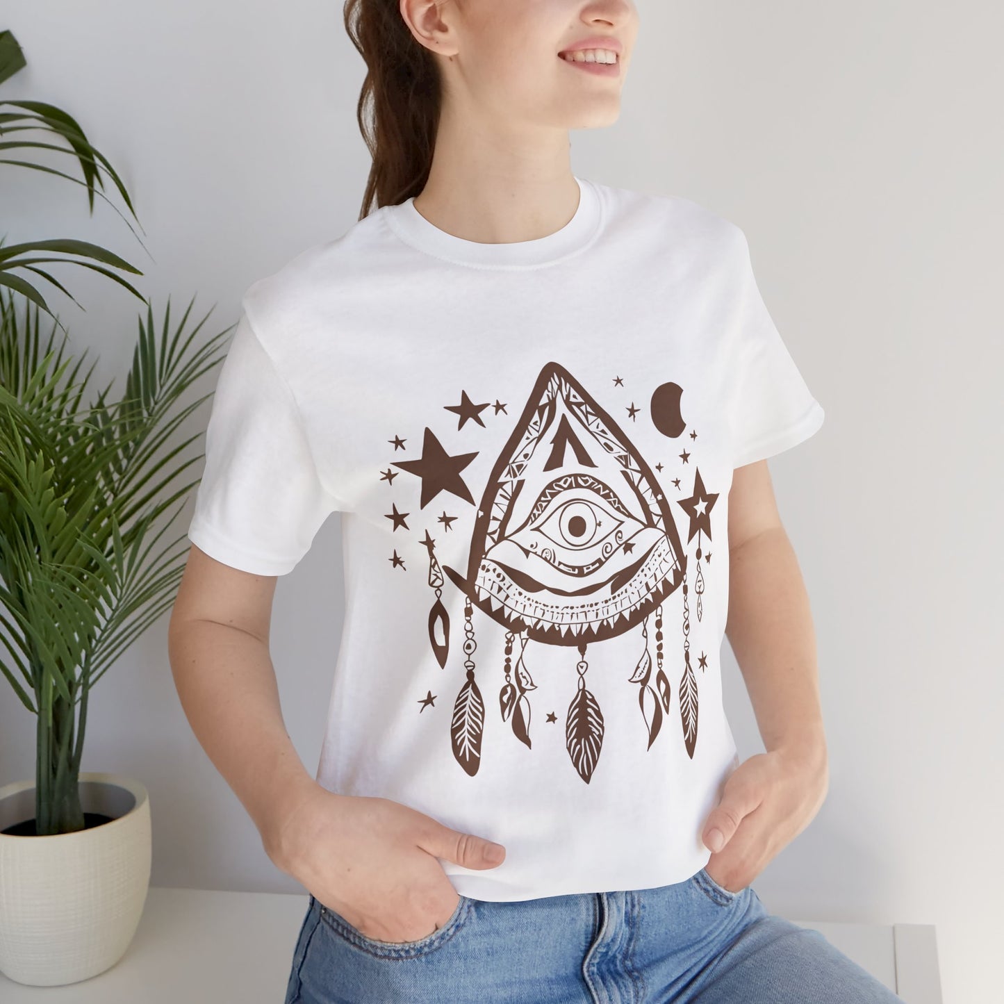 Mystical Boho Graphic Tee - Unisex Jersey Short Sleeve with Eye Design