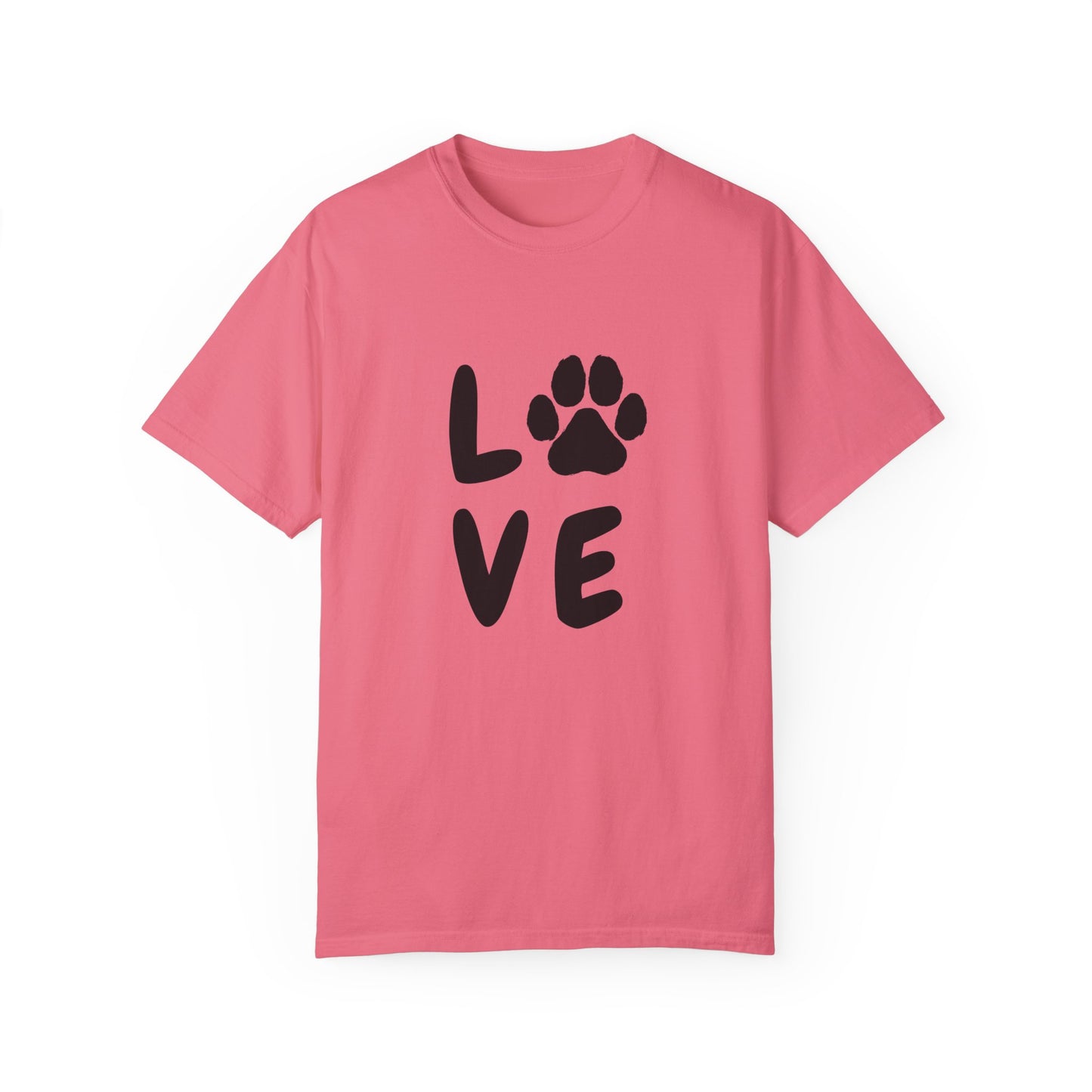 Love and Paw Unisex Garment-Dyed T-Shirt - Perfect for Dog Lovers