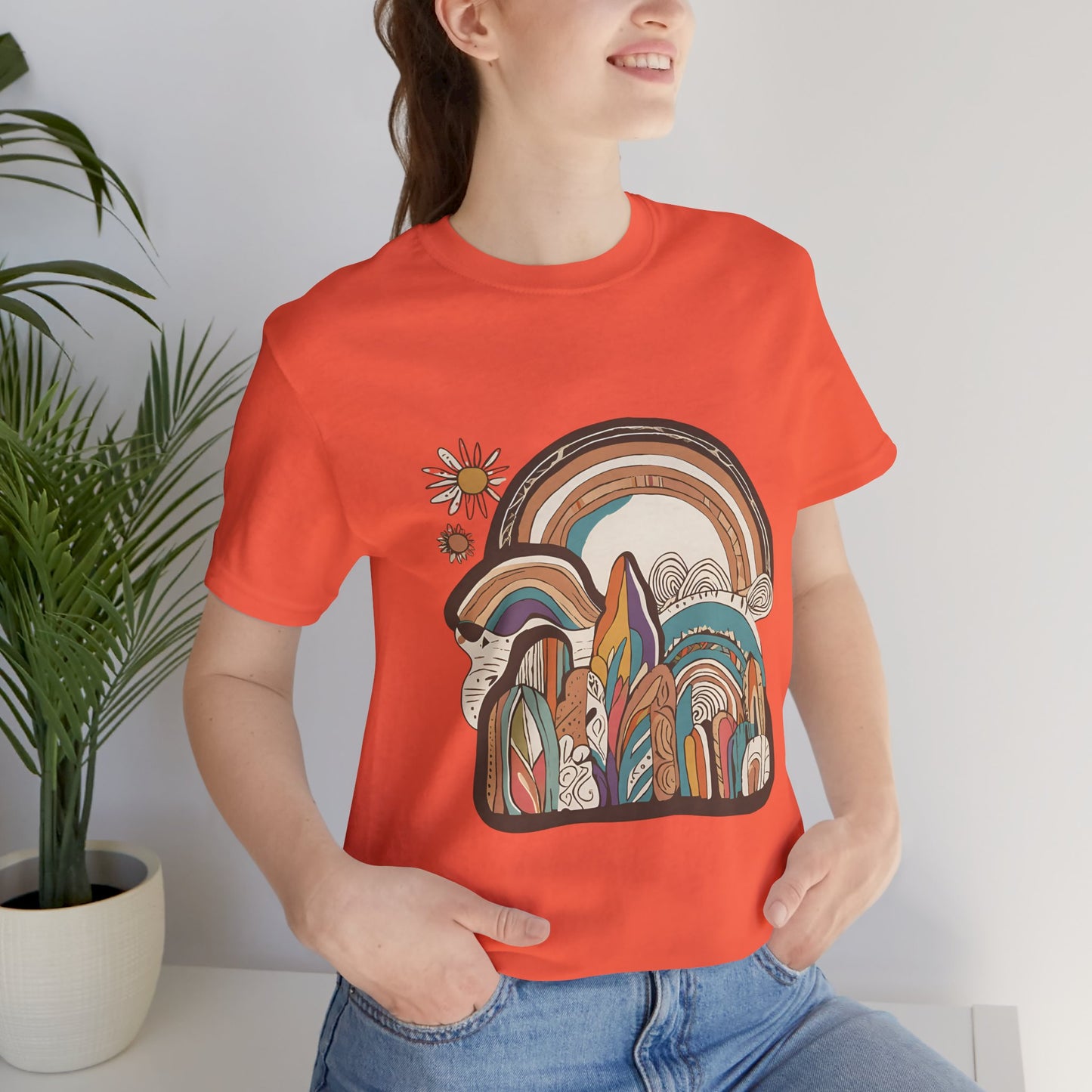 Retro Rainbow Short Sleeve Tee | Boho Aesthetic Unisex T-Shirt