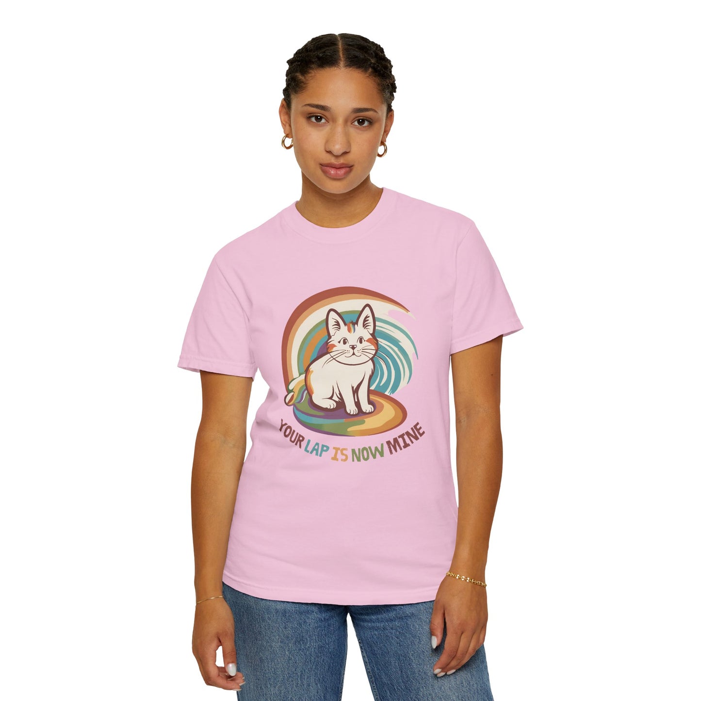 Cute Cat Lap Design Unisex T-Shirt – Perfect for Cat Lovers