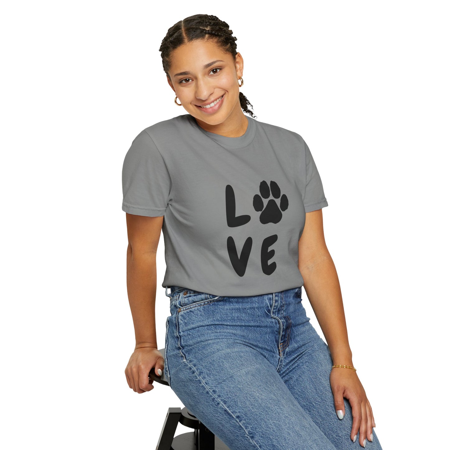 Love and Paw Unisex Garment-Dyed T-Shirt - Perfect for Dog Lovers