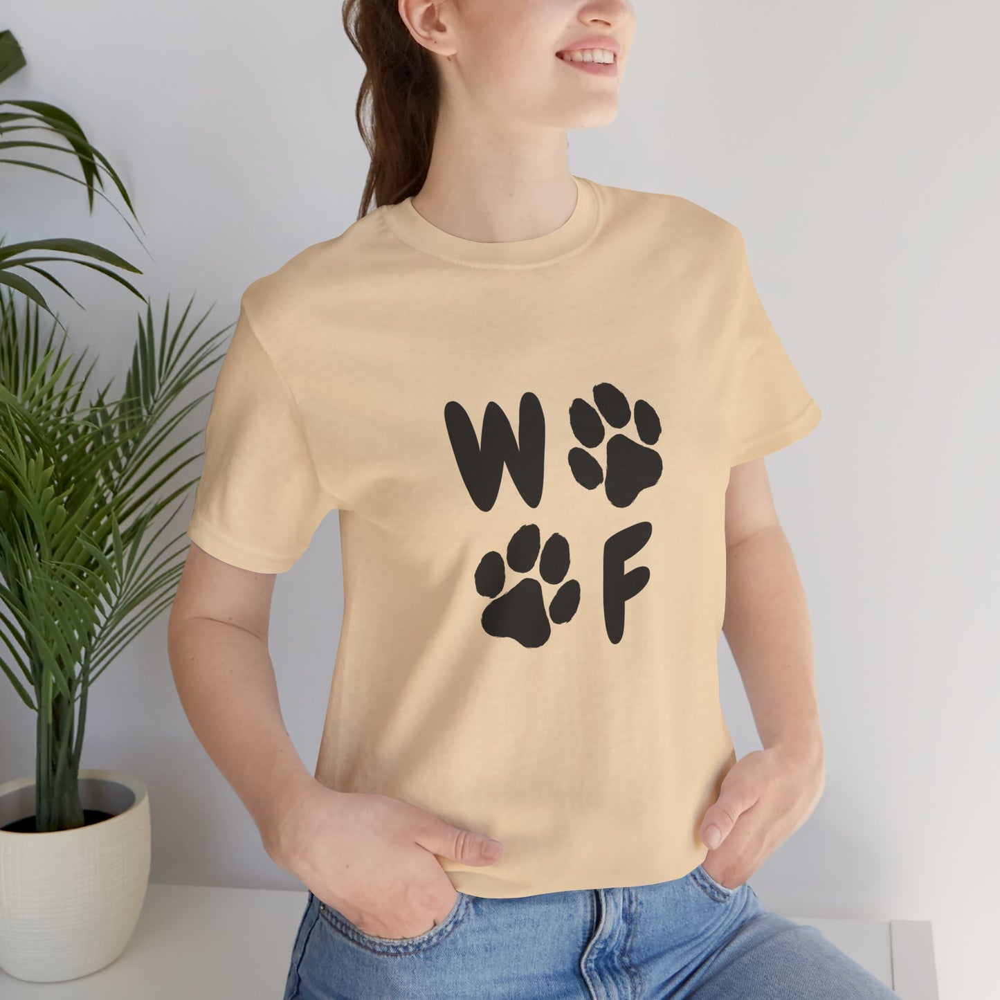 Unisex Dog Lovers Tee - 'WOOF' Graphic Short Sleeve Shirt