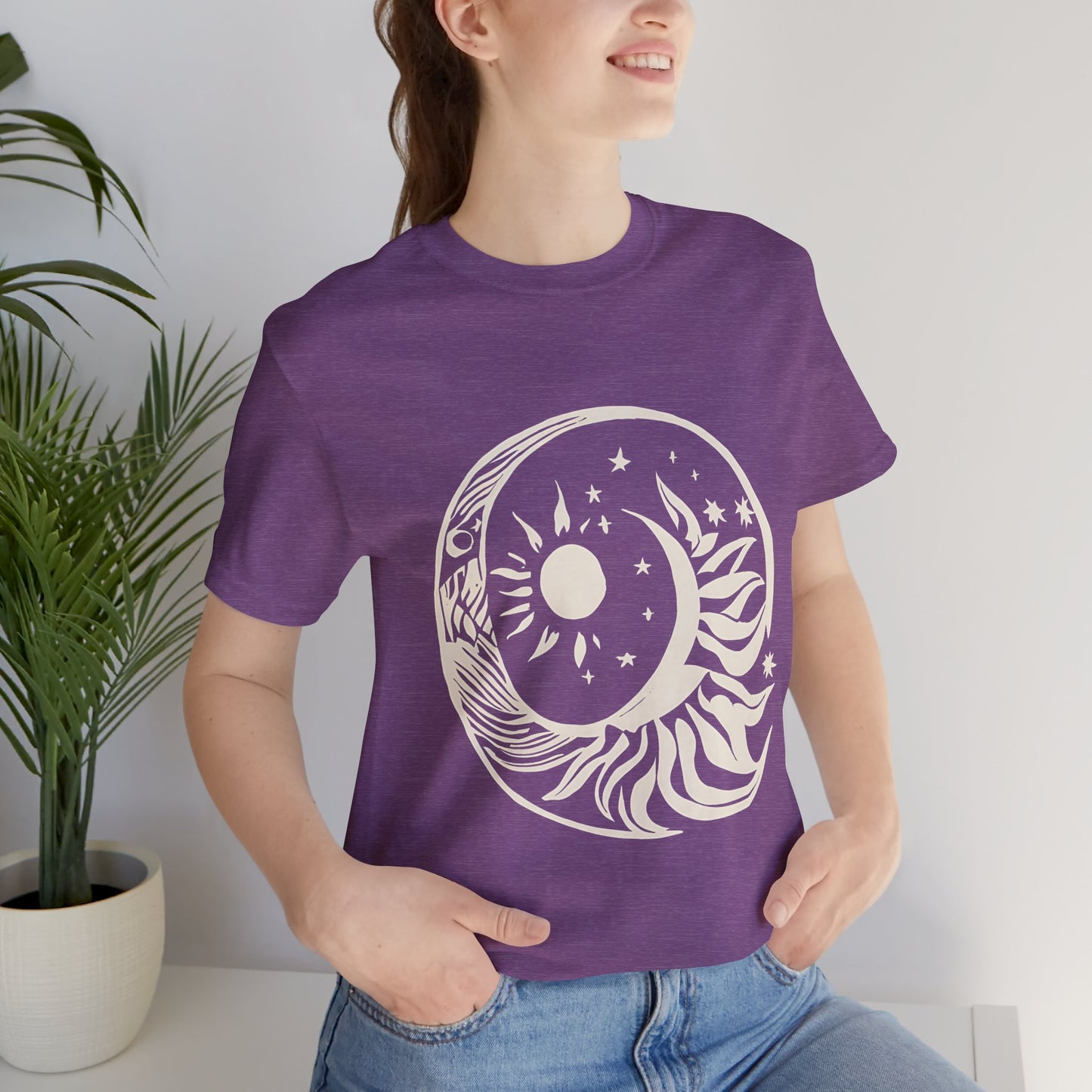 Bohemian Sun and Moon Graphic Tee - Unisex Jersey Short Sleeve