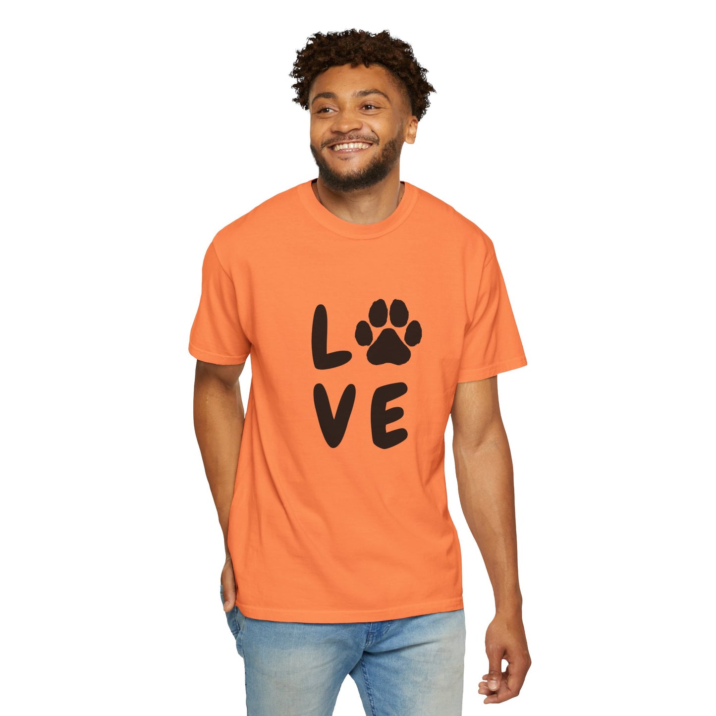 Love and Paw Unisex Garment-Dyed T-Shirt - Perfect for Dog Lovers