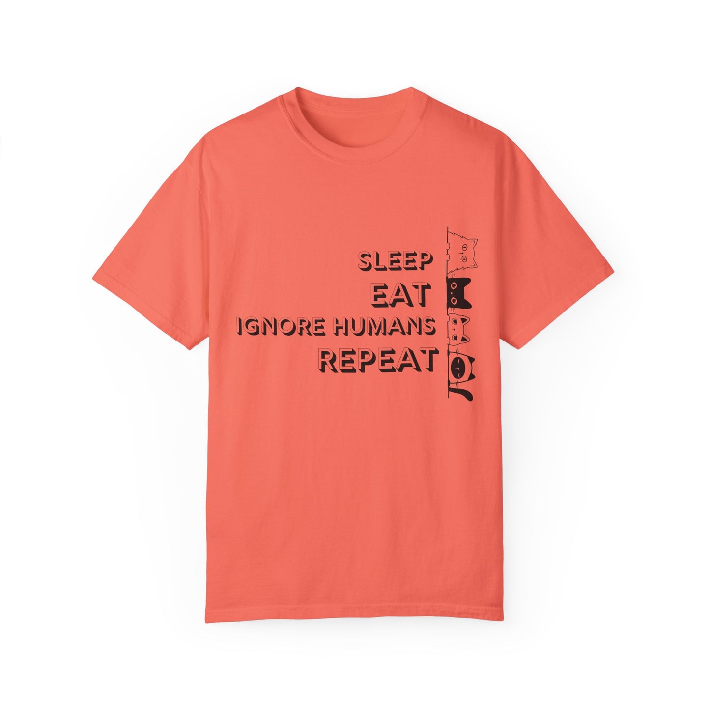 Unisex Garment-Dyed T-Shirt - "Sleep Eat Ignore Humans Repeat" - Casual Fun Tee