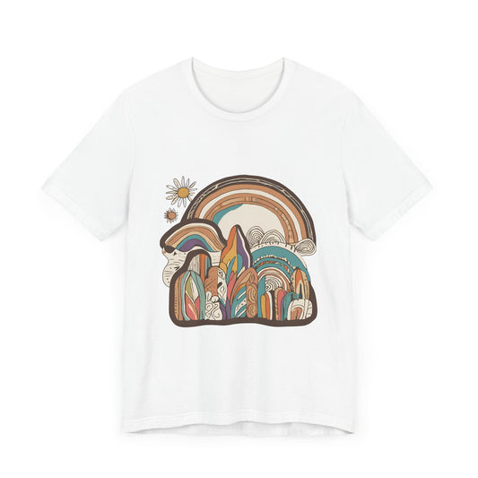 Retro Rainbow Short Sleeve Tee | Boho Aesthetic Unisex T-Shirt