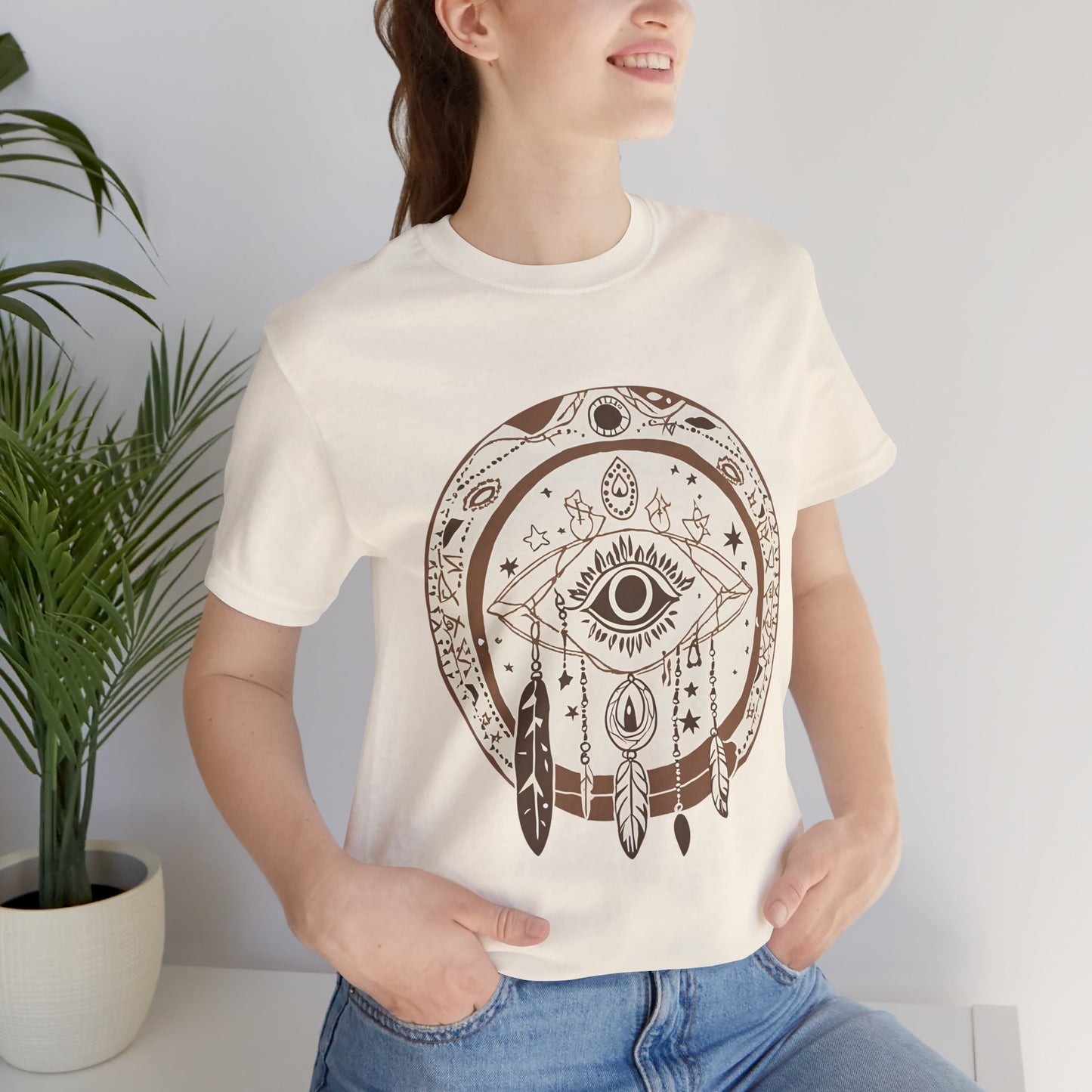 Bohemian Dreamcatcher Unisex Tee - Relaxed Graphic Short Sleeve Shirt for Festival Lovers