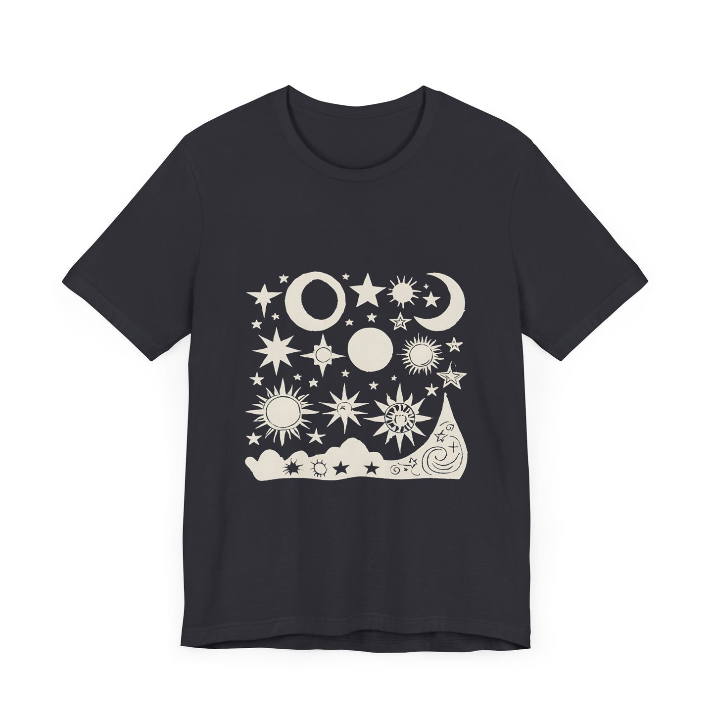 Celestial Vibes Unisex Short Sleeve Tee - Stars and Moons Design