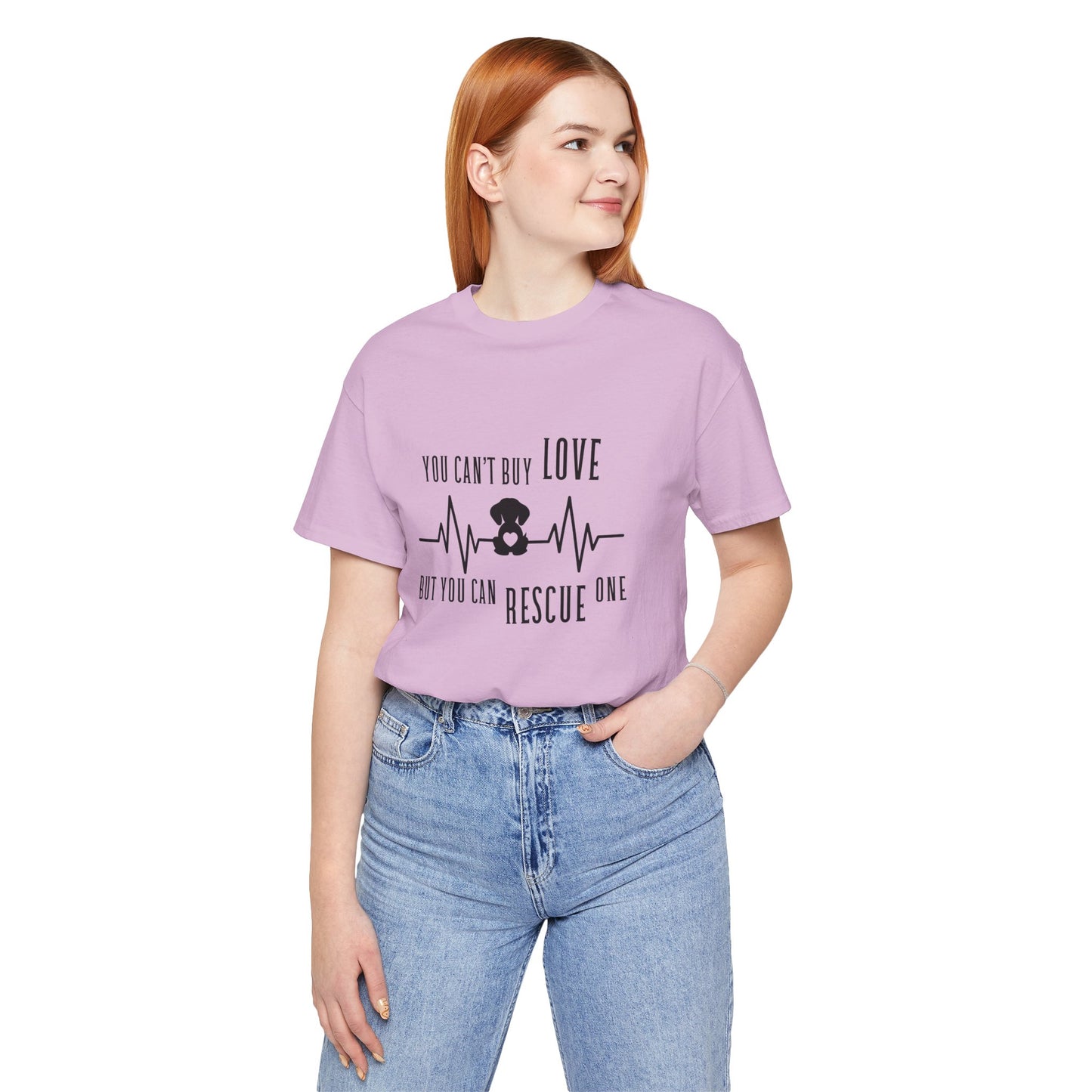 You Can't Buy Love Rescue One T-Shirt - Unisex Jersey Short Sleeve Tee for Pet Lovers