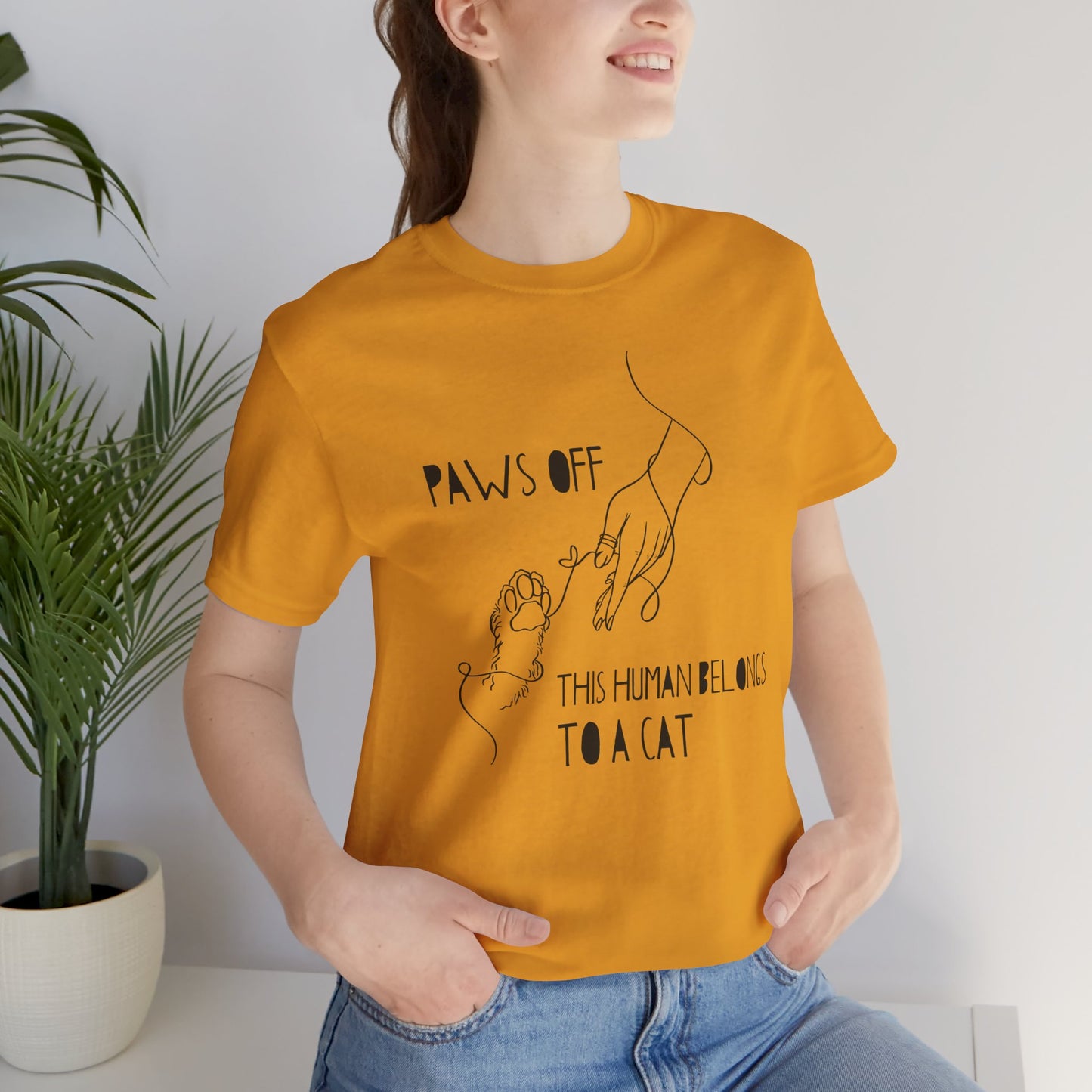 Cat Lover Unisex Jersey Tee - 'Paws Off This Human Belongs to a Cat'