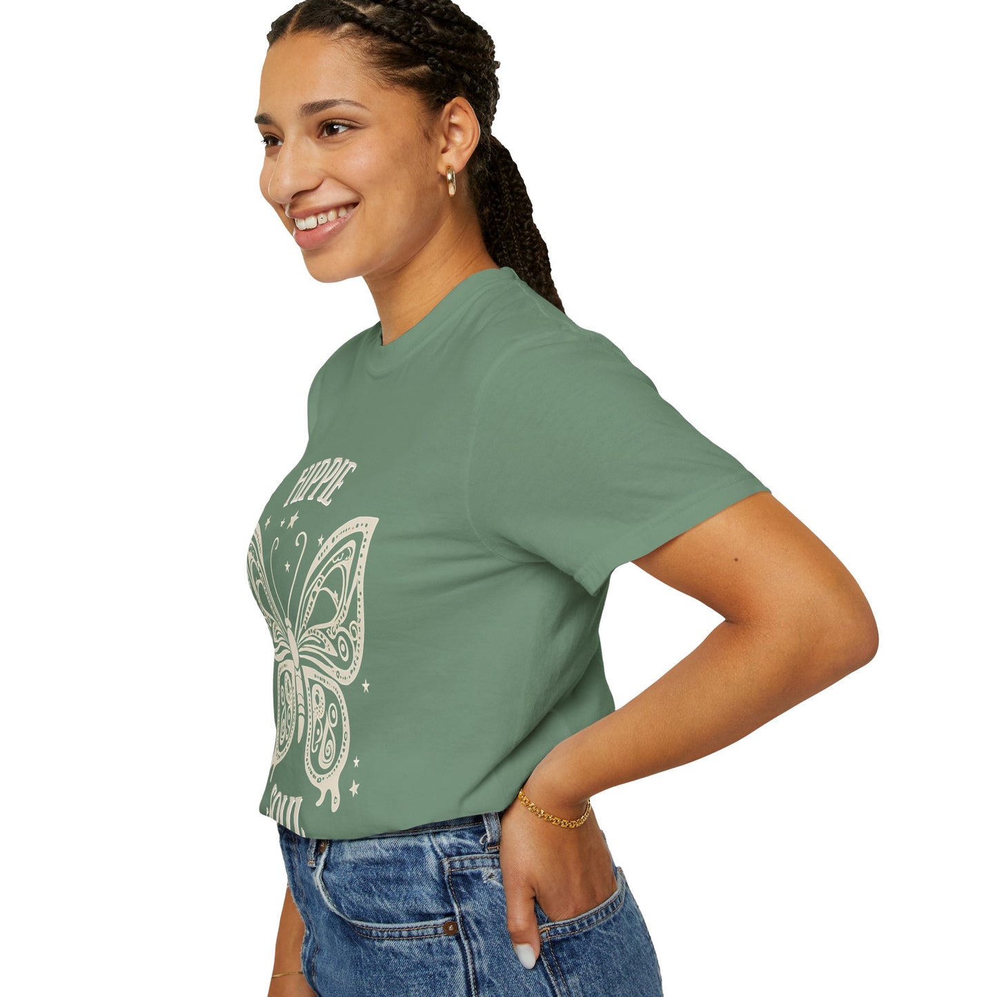 Hippie Soul Unisex Garment-Dyed T-Shirt - Bohemian Butterfly Design