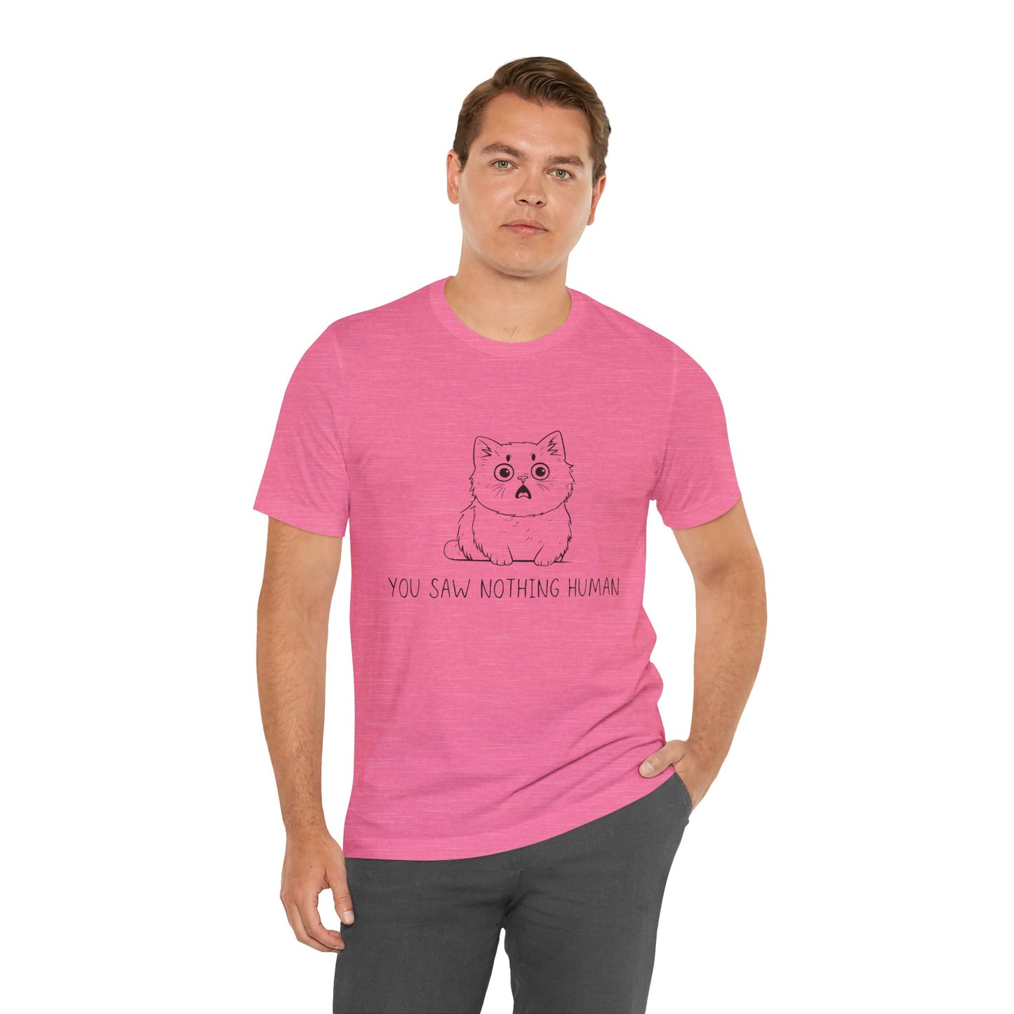 Funny Cat Graphic Tee - 'You Saw Nothing Human' Unisex T-Shirt